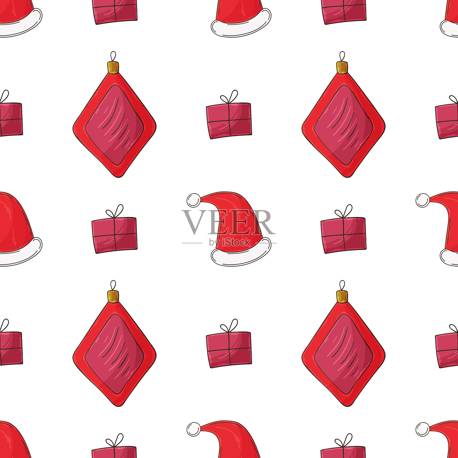 圣诞假期。无缝图案在手绘风格插画图片素材