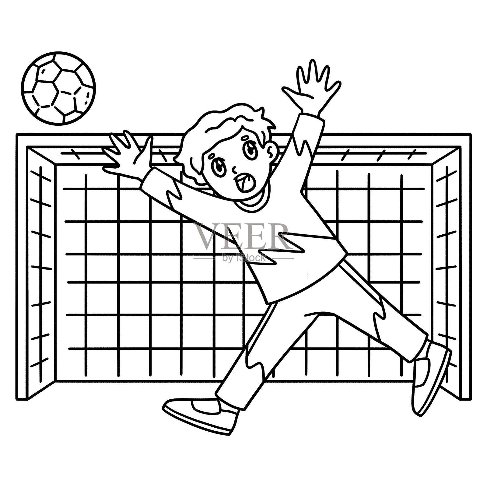 手球守门员孤立挡球插画图片素材