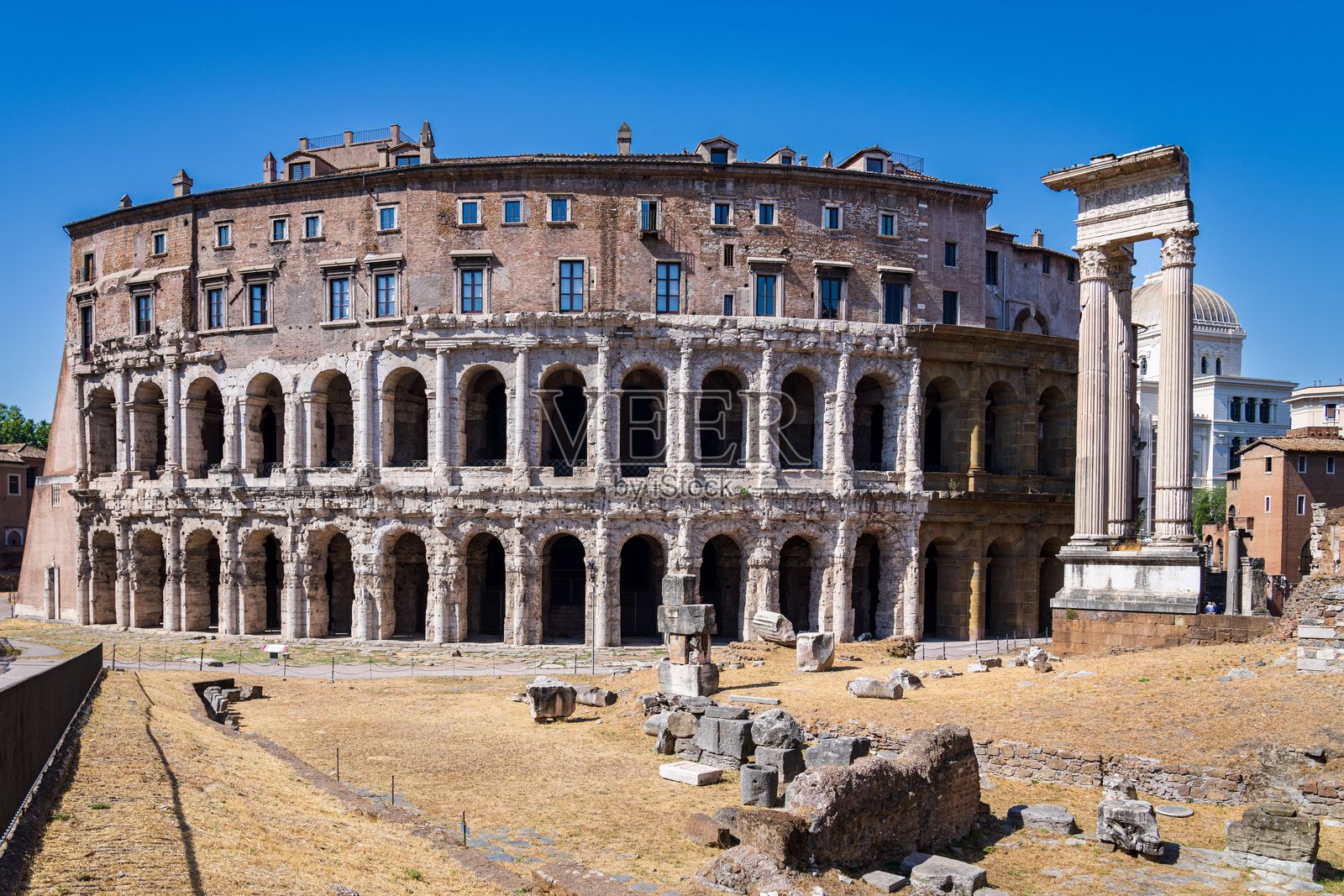 意大利罗马的古罗马剧院遗址。照片摄影图片