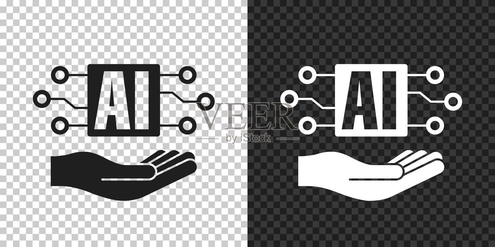 人工智能在手。空白背景上的设计图标插画图片素材