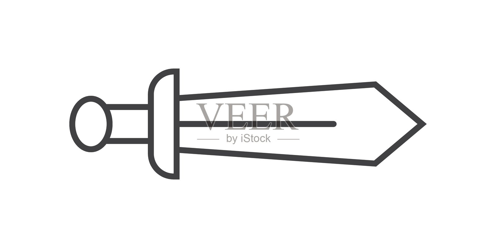 古老的中世纪剑图标在平面风格。武器矢量插图上孤立的背景。刀片标牌经营理念。插画图片素材