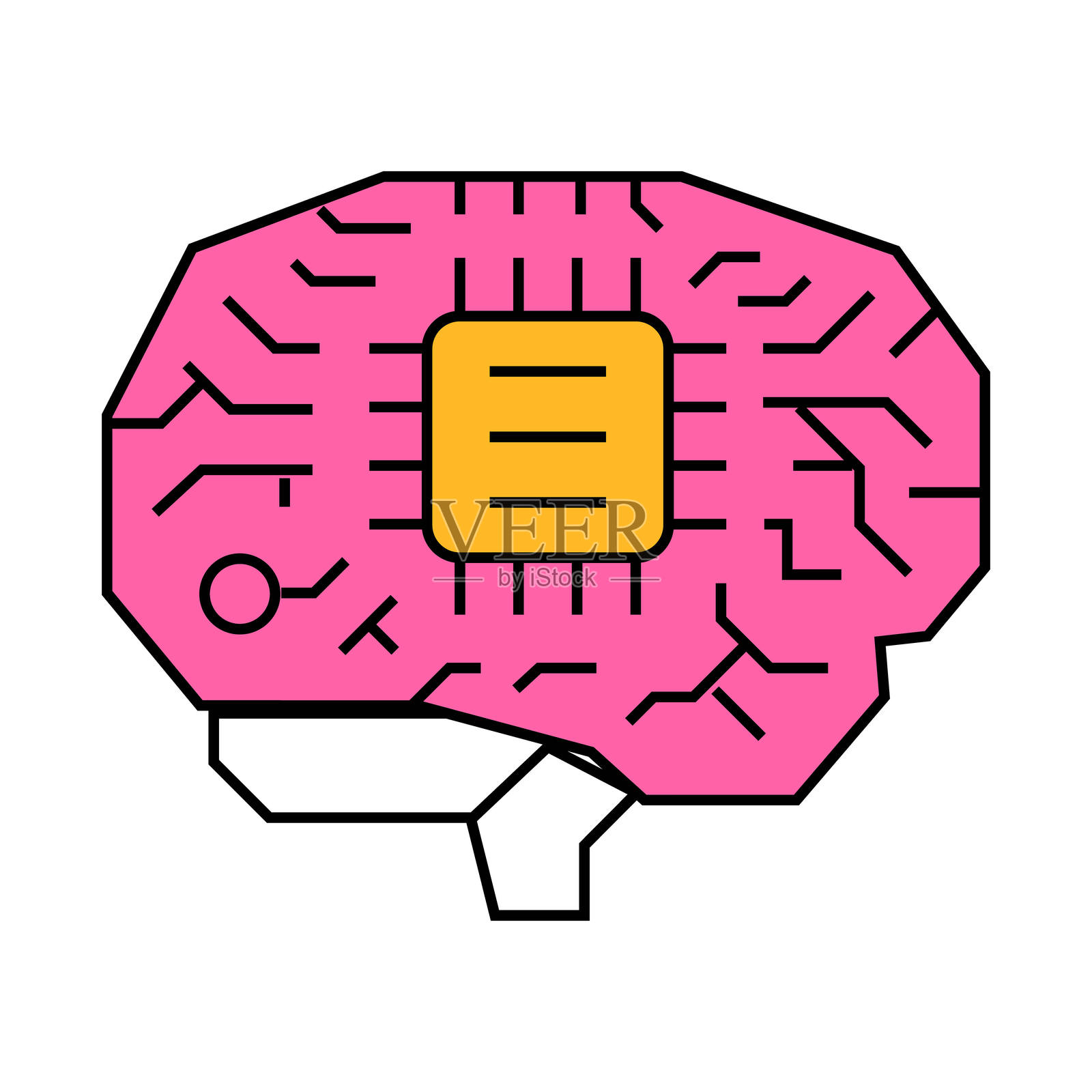 技术脑图标彩色插图插画图片素材