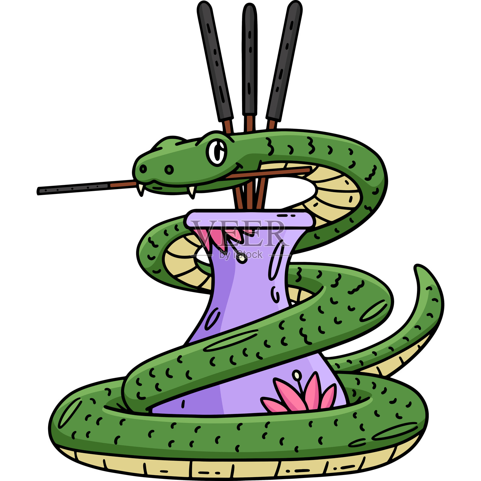 年的蛇和香卡通剪贴画插画图片素材