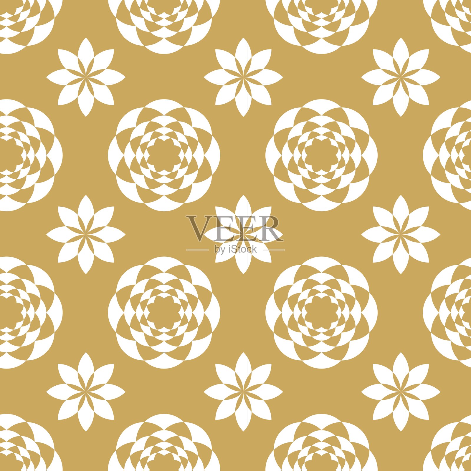 抽象的几何图案与圆，十字，条纹，线条。无缝矢量背景。插画图片素材