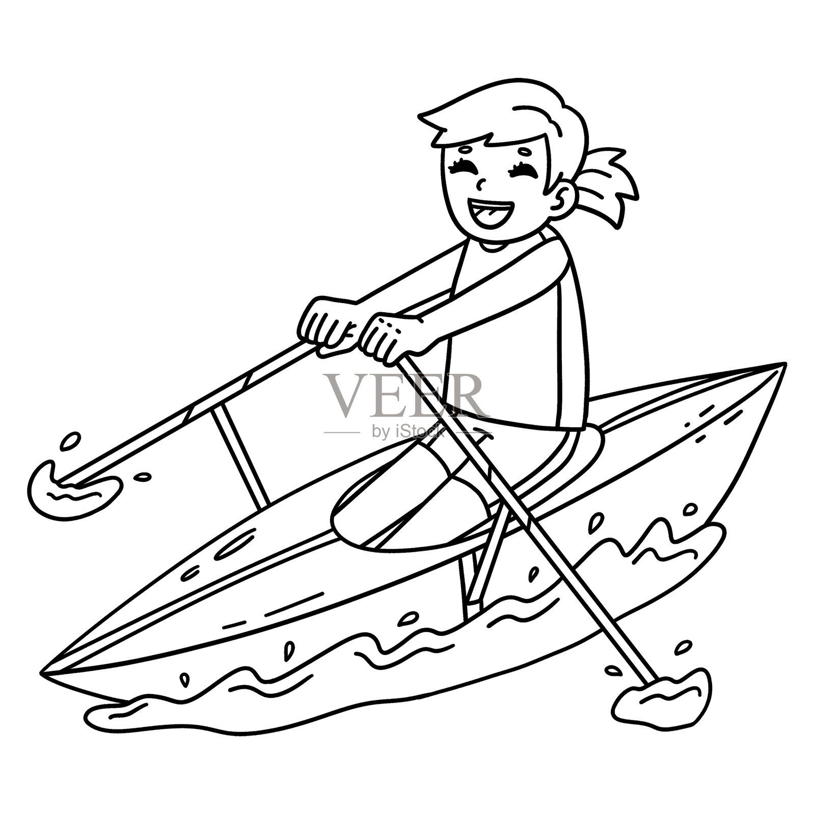 划桨女选手在驱动位置隔离插画图片素材