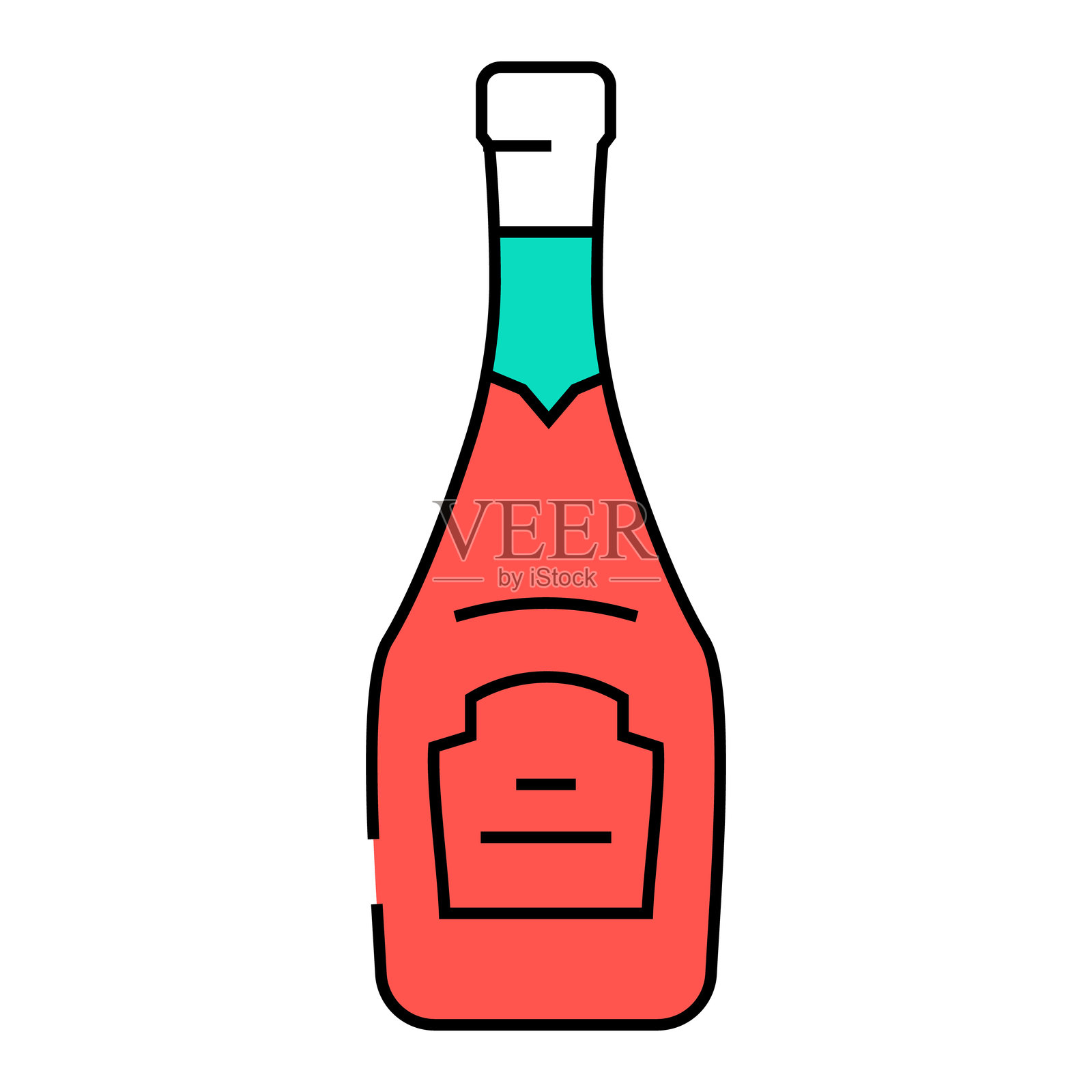 香槟玻璃瓶图标彩色插图插画图片素材