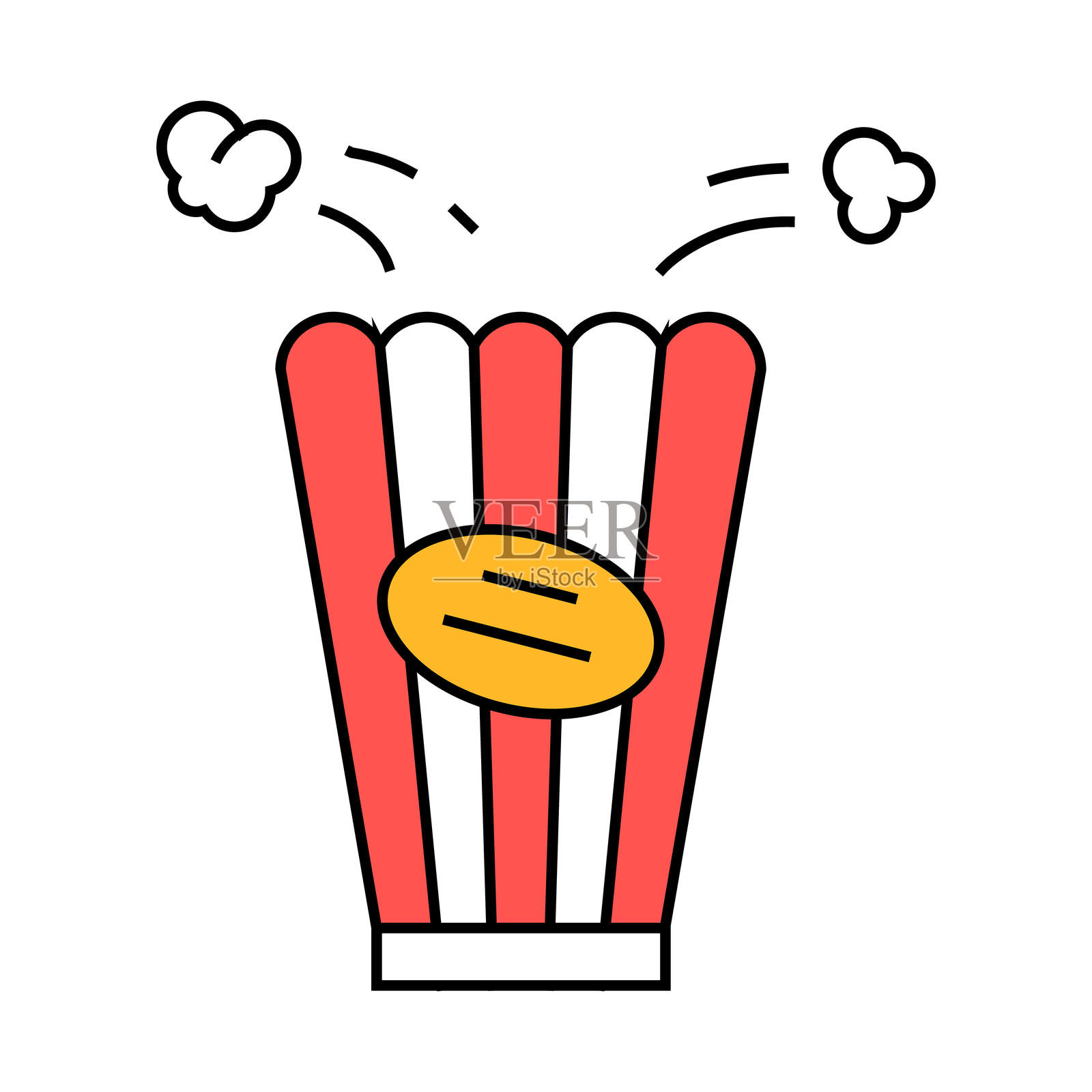 桶爆米花红白图标彩色插图插画图片素材