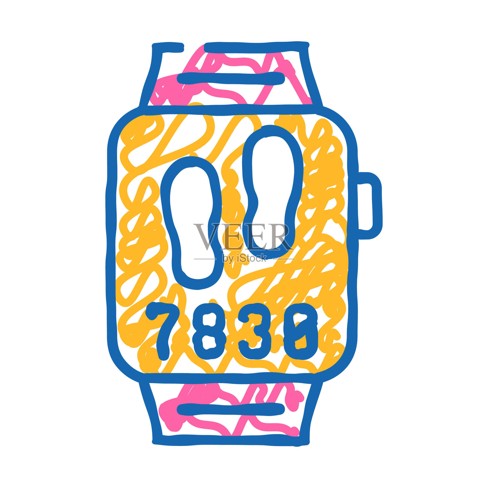 行走步骤控制手表图标涂鸦说明插画图片素材