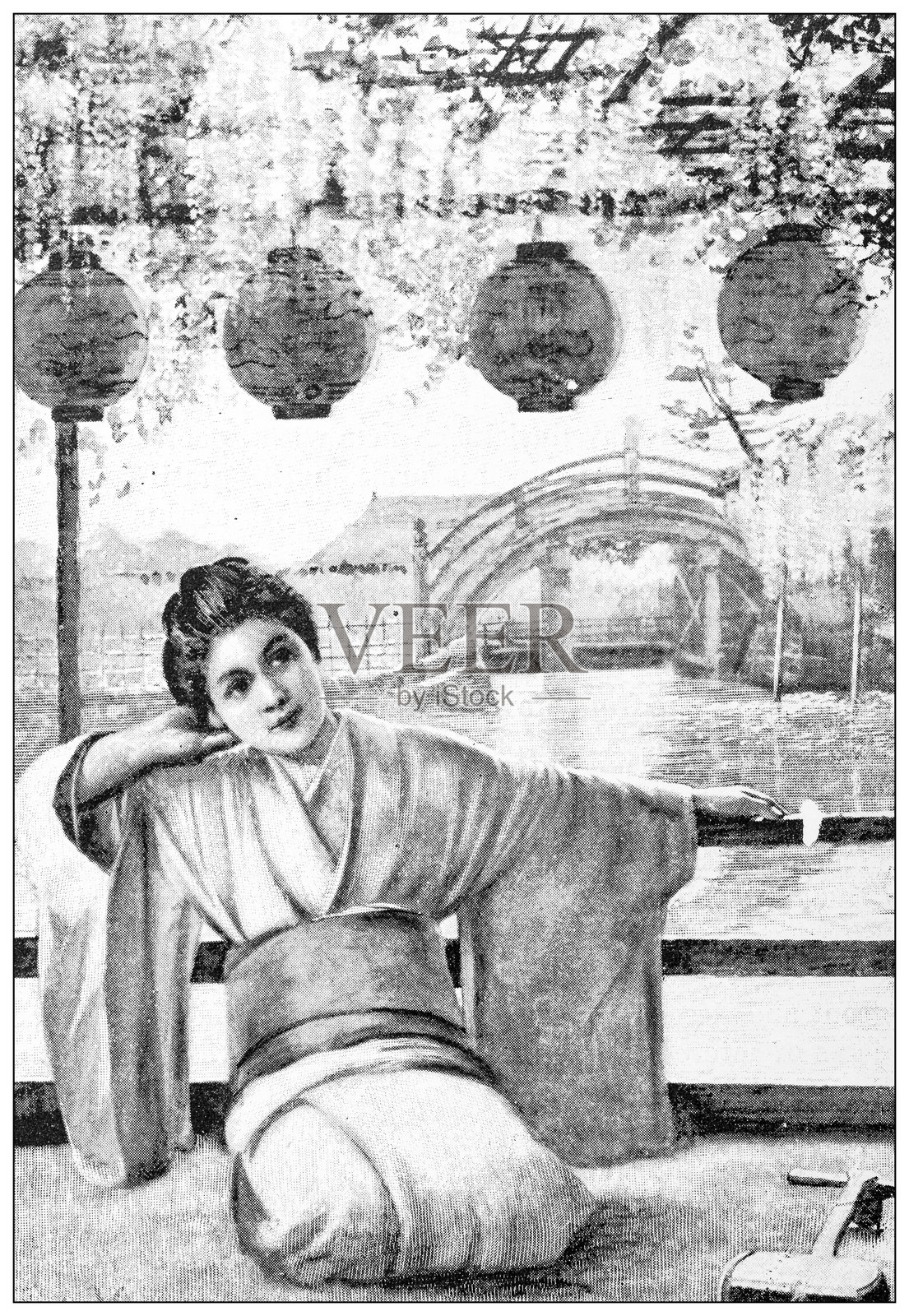 古董形象:日本，女人插画图片素材