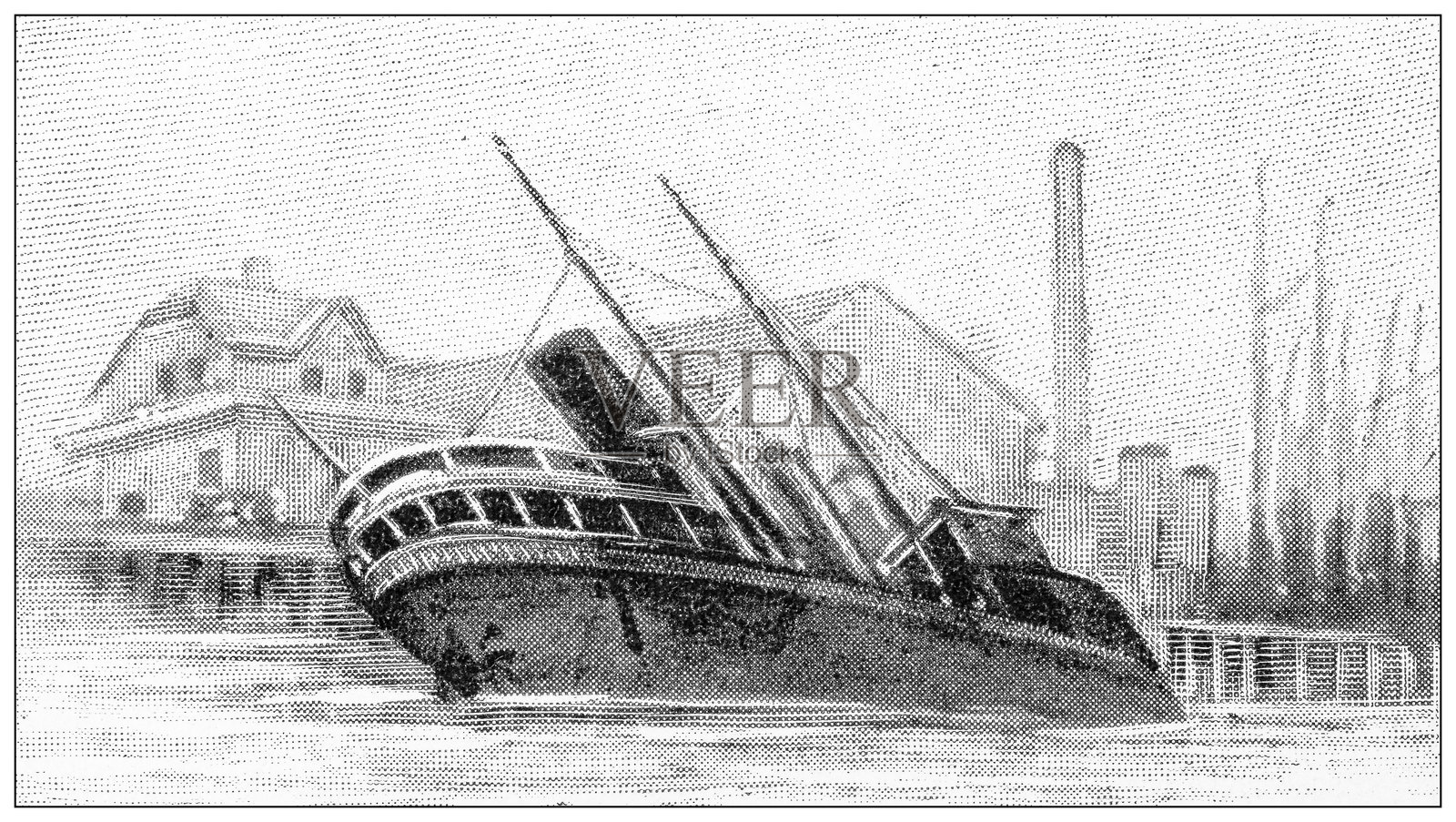 古色古香的形象:沉船插画图片素材