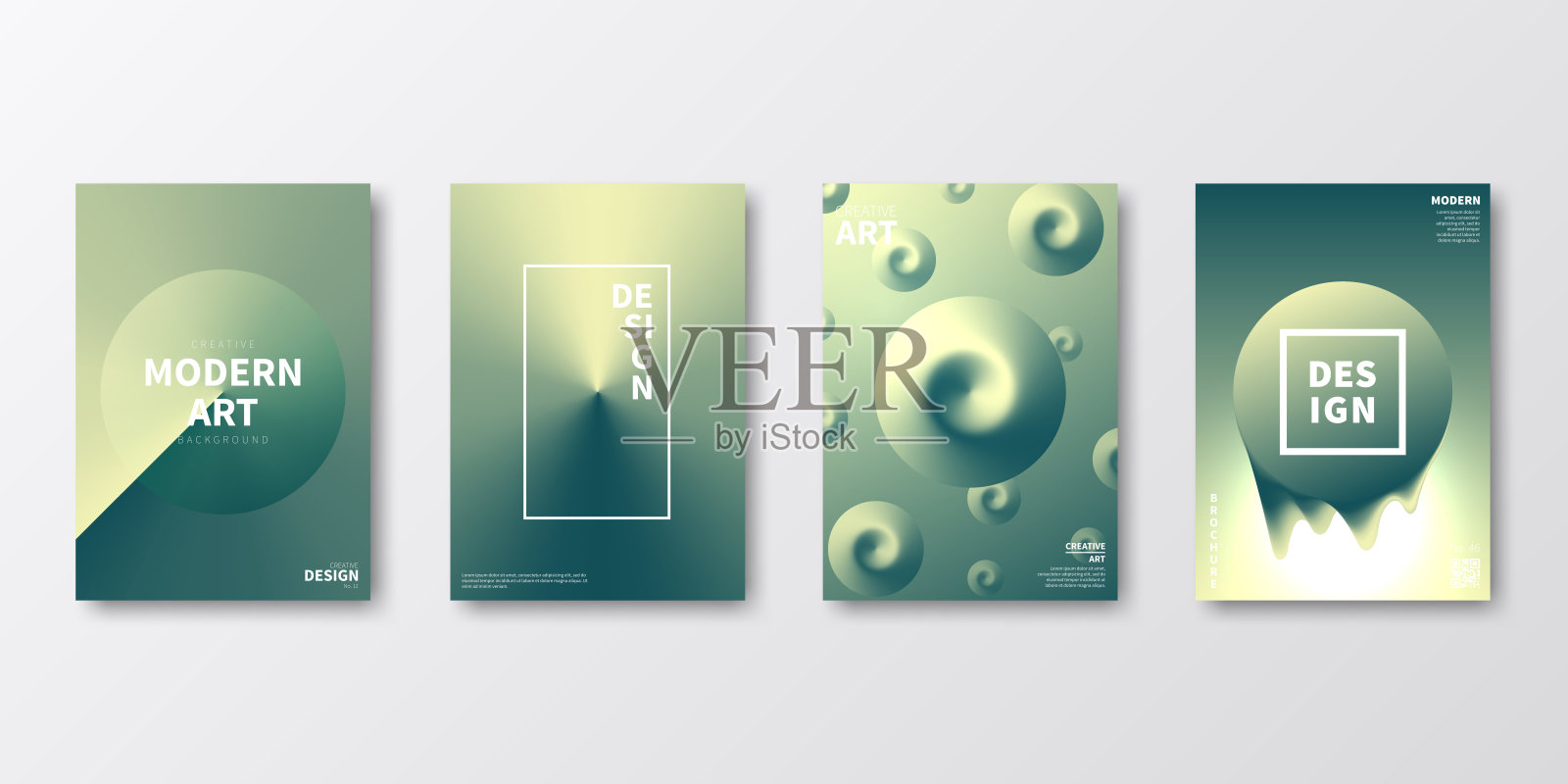 宣传册模板排版，绿色封面设计，商业年报，宣传单，杂志插画图片素材