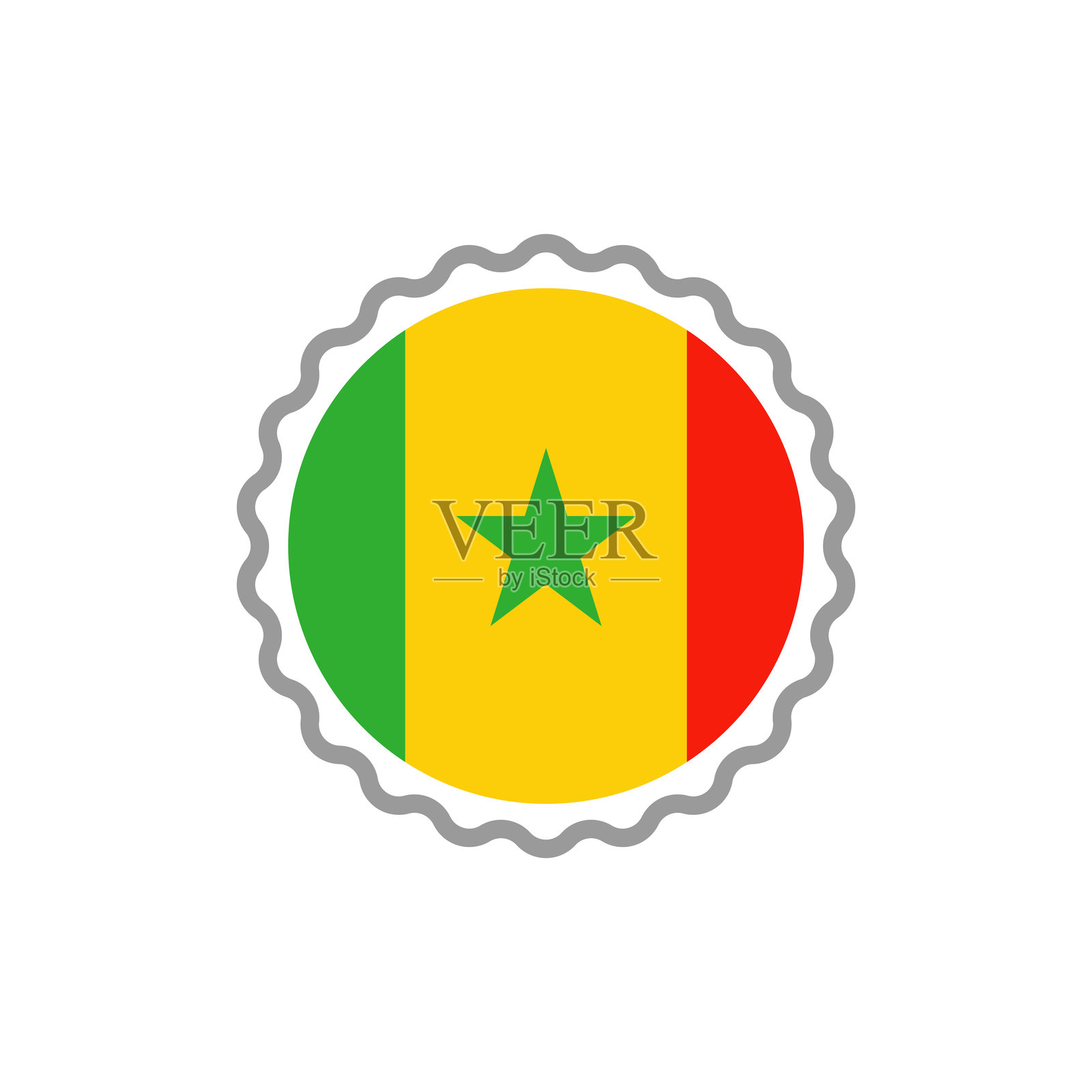 塞内加尔-圆形国旗邮票平图标。插画图片素材
