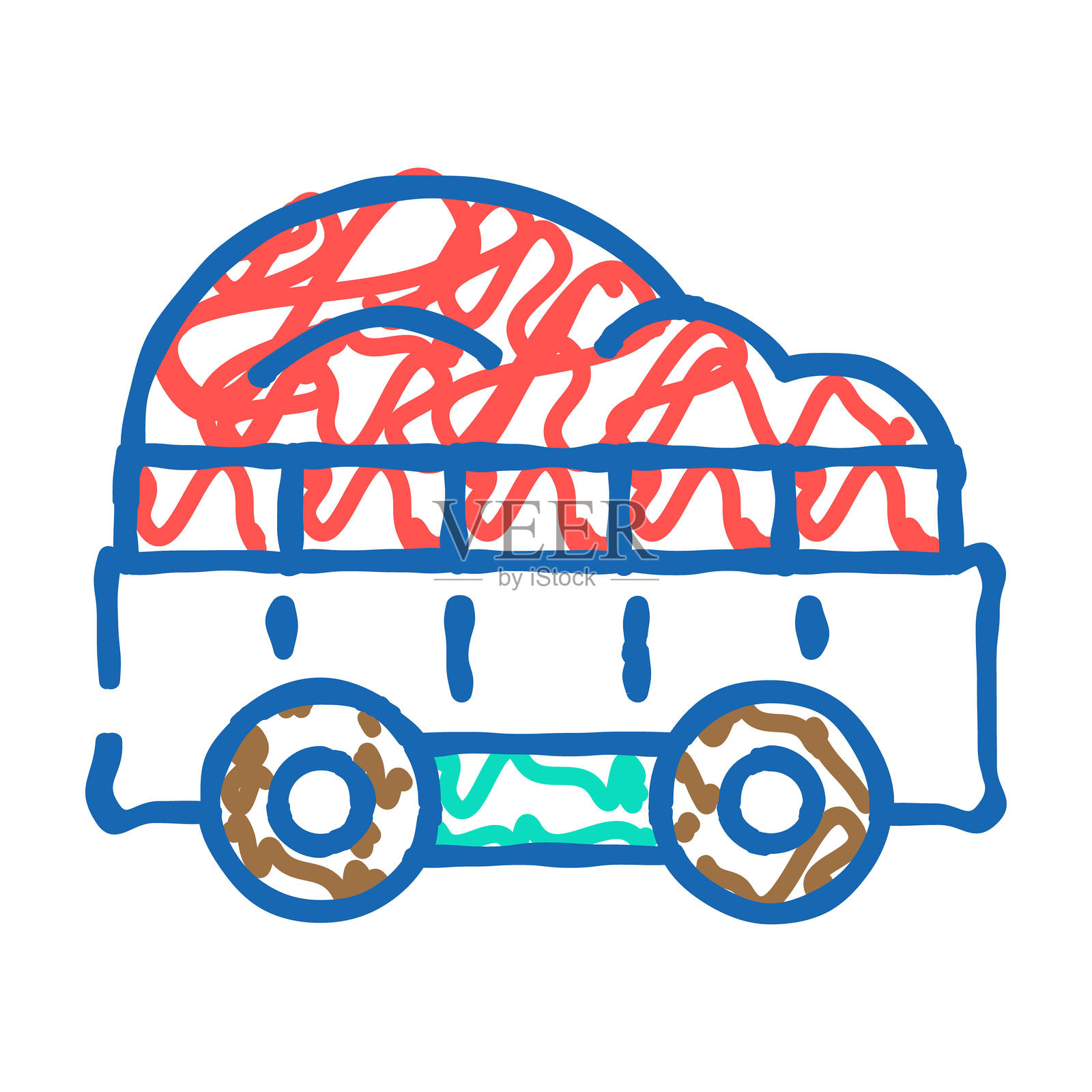 苹果货车送货图标涂鸦插图插画图片素材