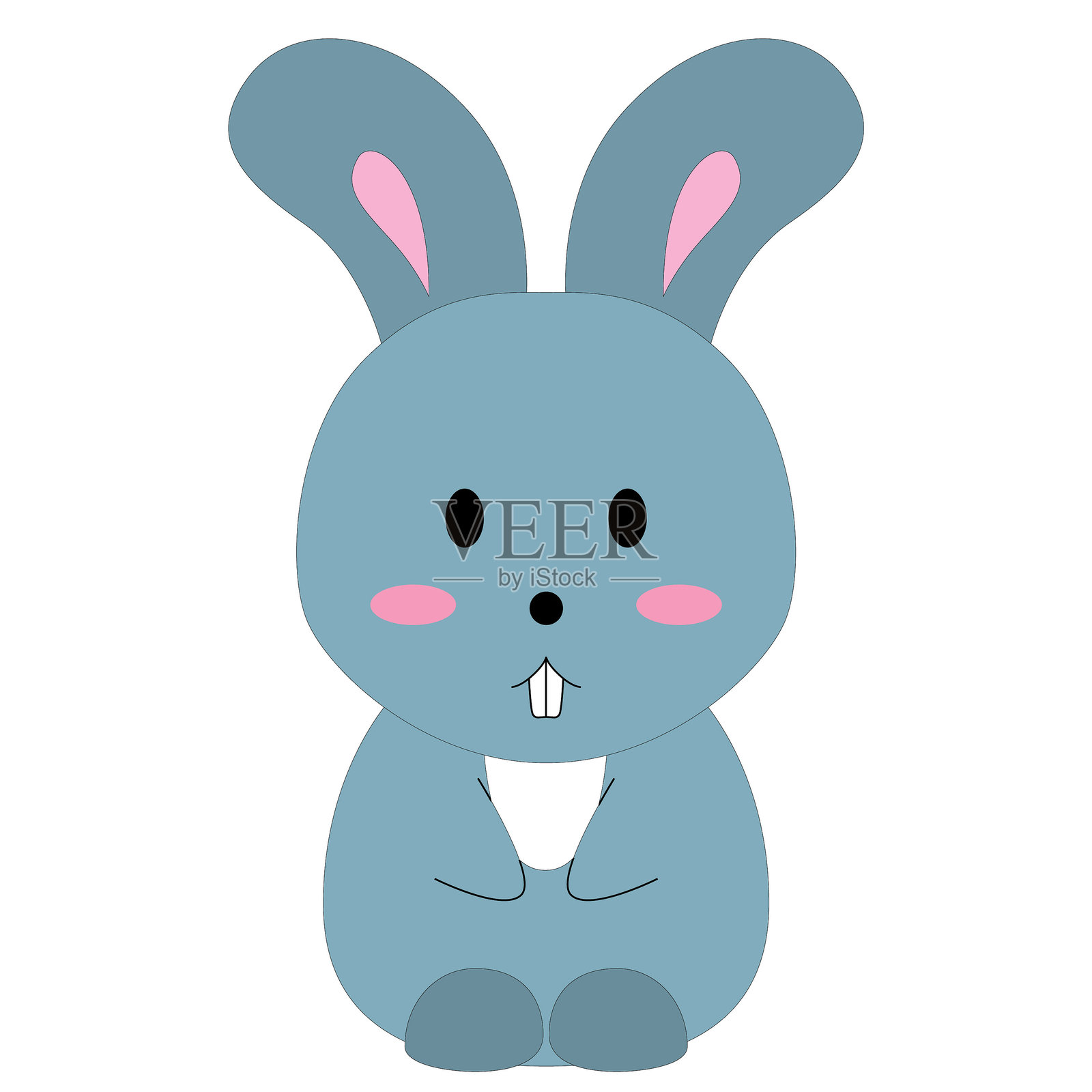 可爱的卡通小兔子有大耳朵，爪子，股票矢量，白色背景插画图片素材