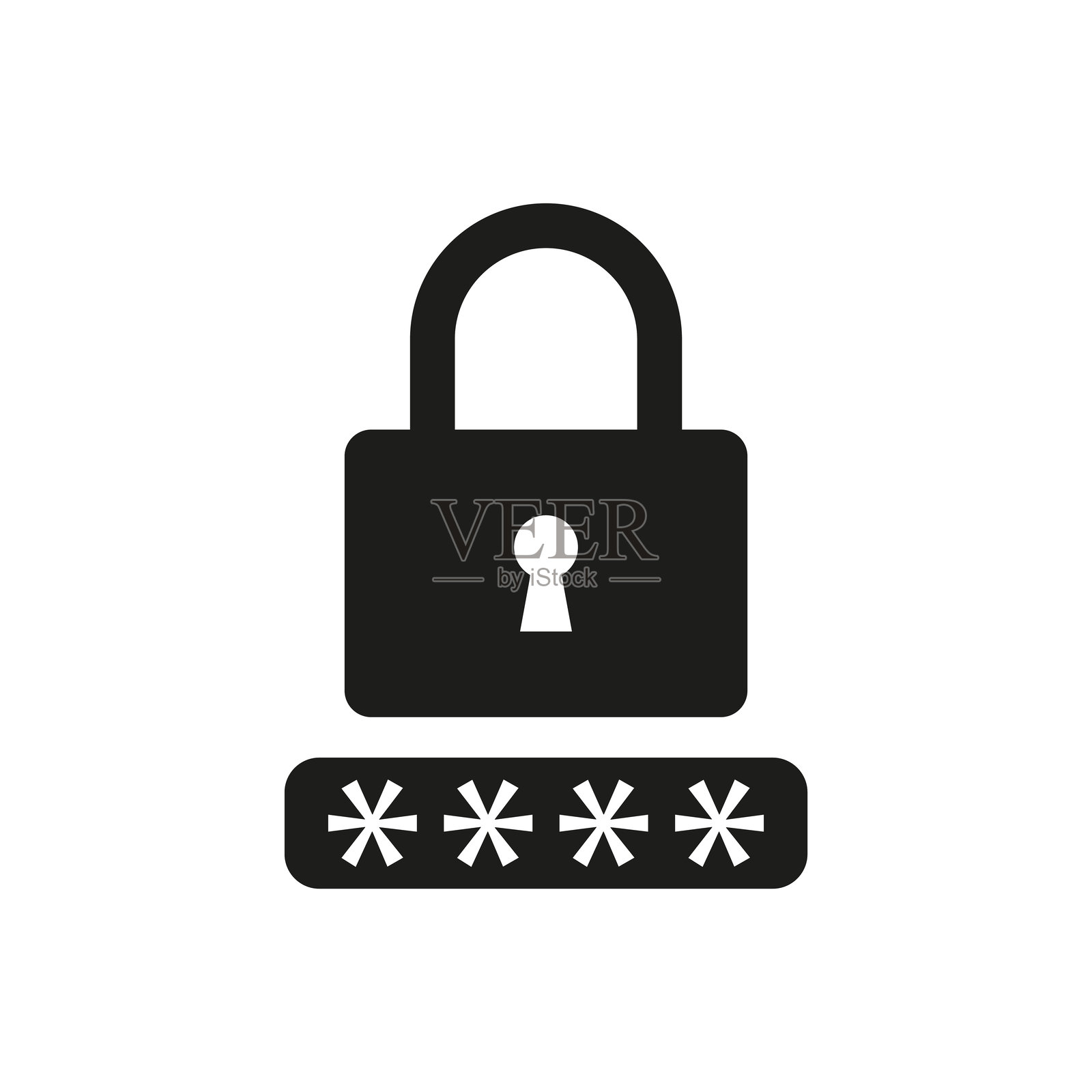 密码保护图标。锁和密码符号。安全访问图形。黑白矢量。插画图片素材