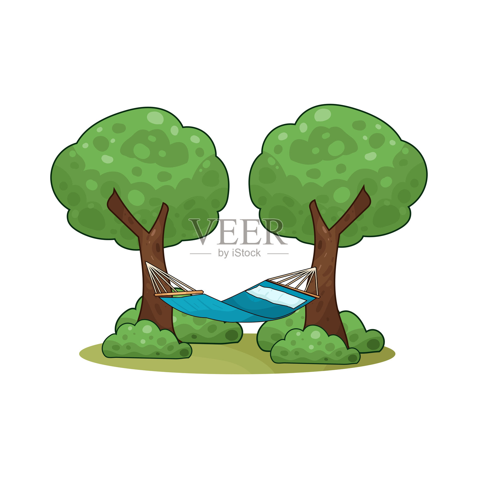 树间吊床插画图片素材