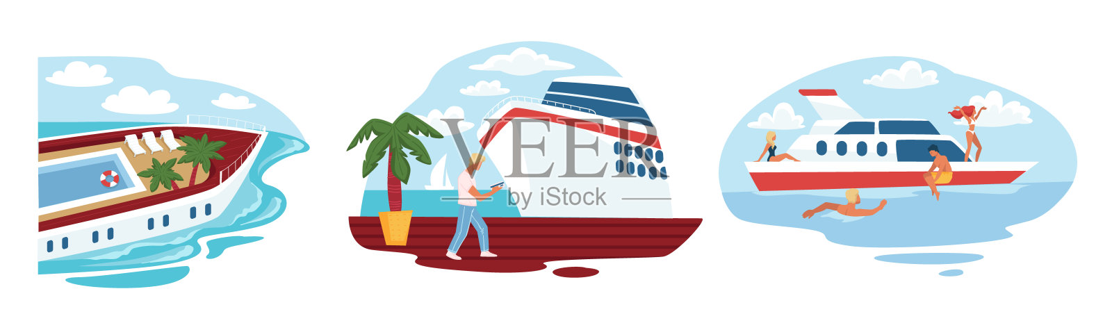 海上旅游度假场景插画图片素材