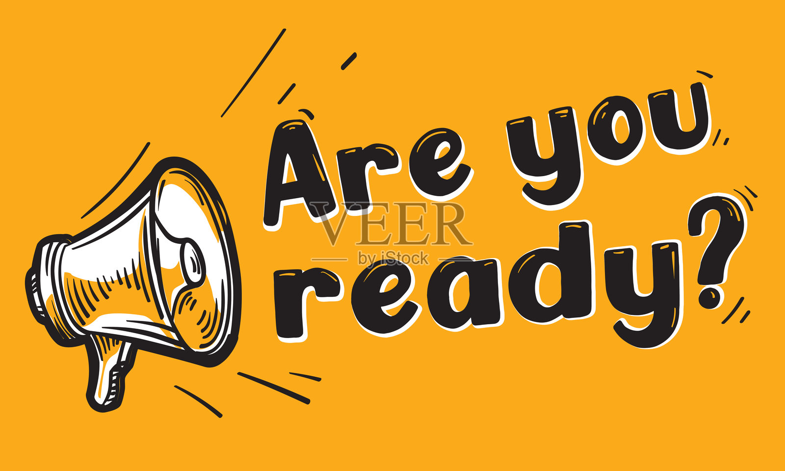 你准备好了带扩音器的广告牌了吗插画图片素材