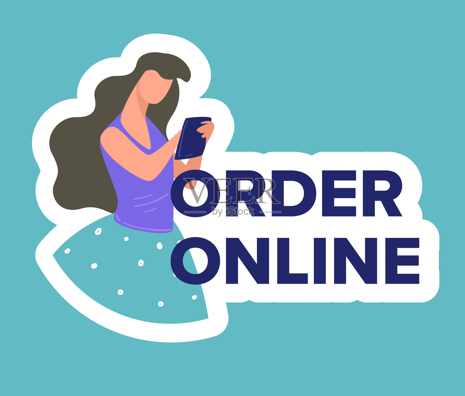 女子订购在线矢量插图插画图片素材