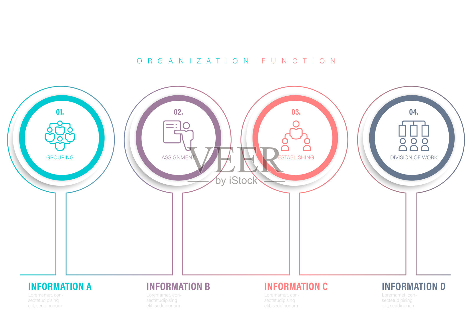 信息图元素模板股票插图。信息图，图标，业务，组织，数据，圈子插画图片素材