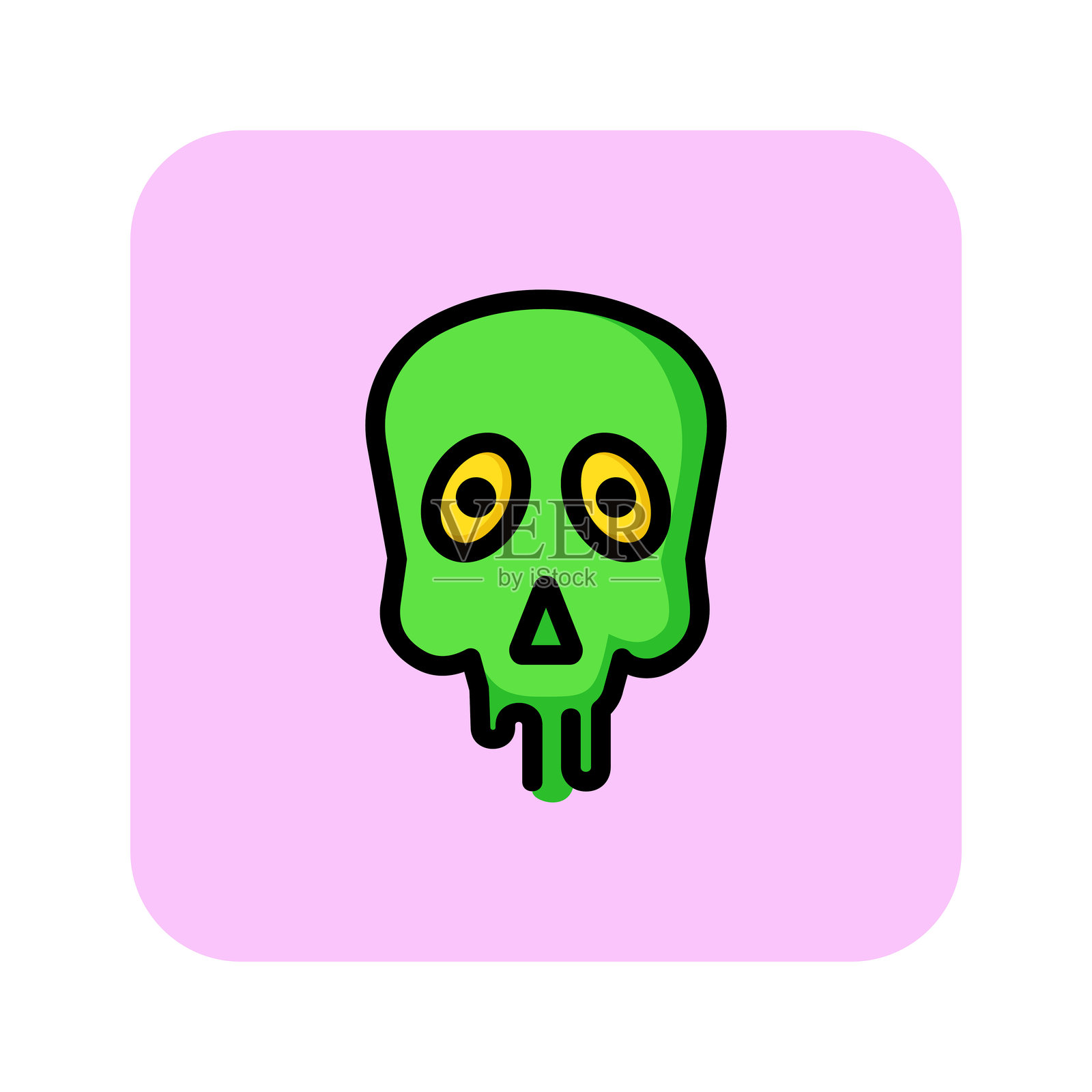 融化的头骨线图标插画图片素材