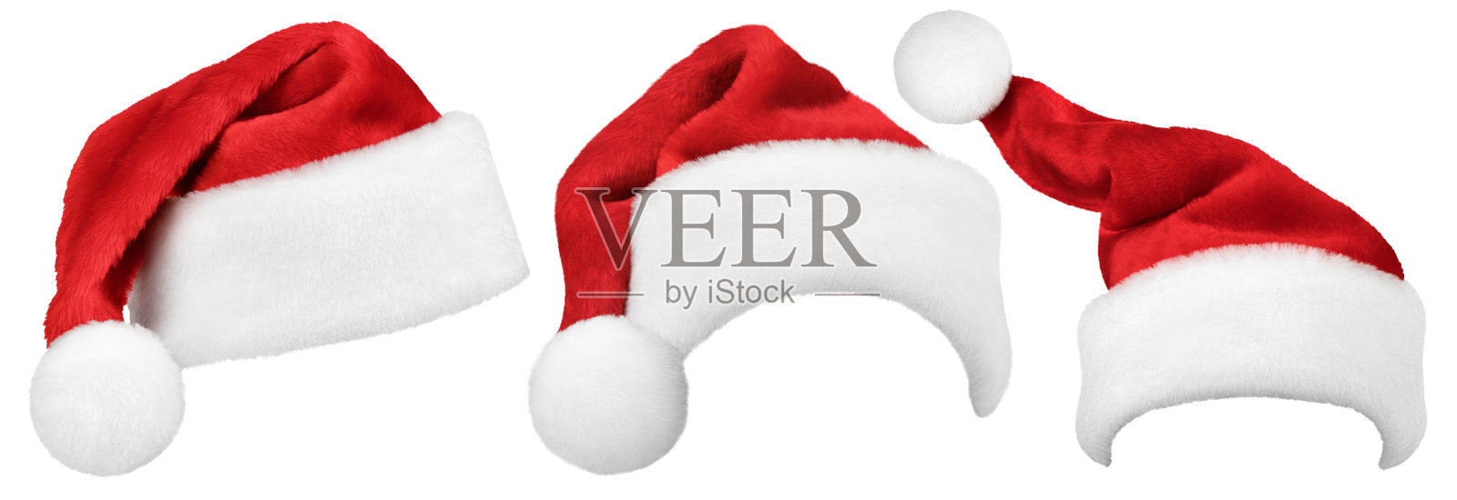 一套白色的圣诞老人红帽子照片摄影图片