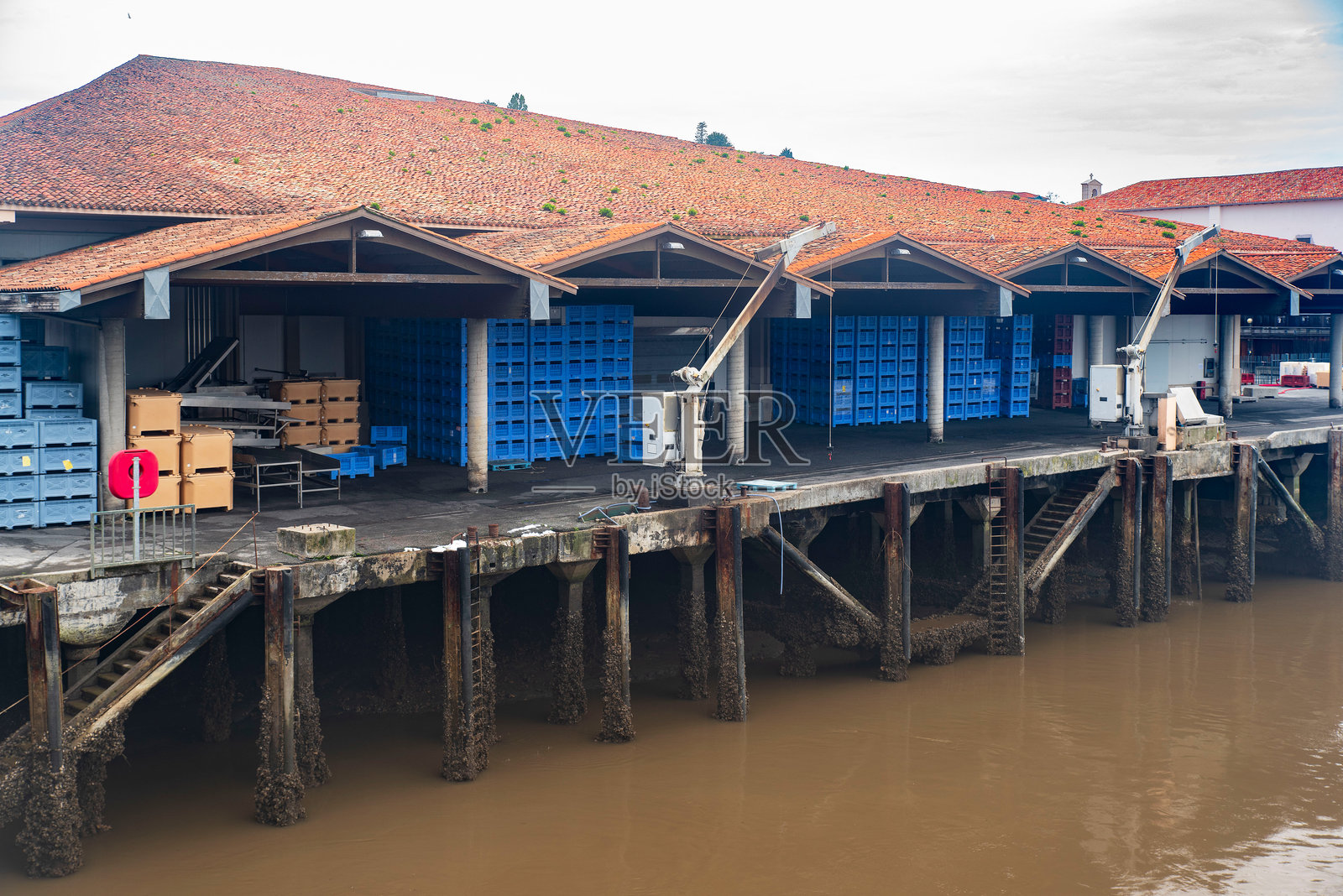 圣让德吕镇的鱼市场照片摄影图片