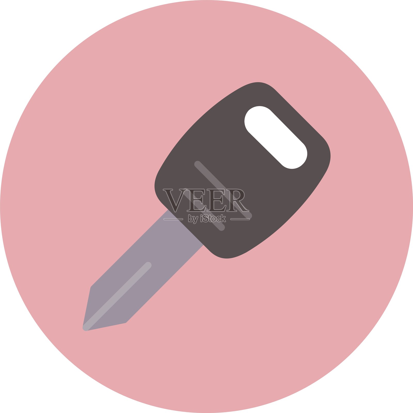 汽车钥匙扁平圆形图标插画图片素材