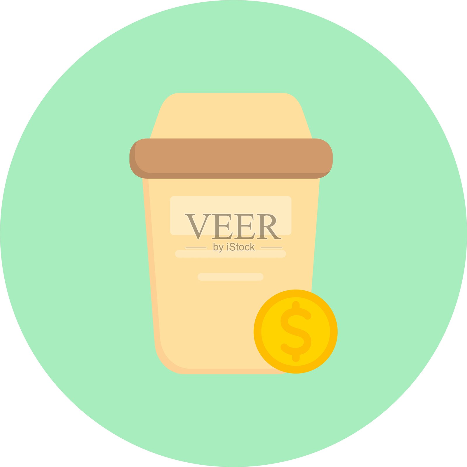 咖啡扁平圆形图标插画图片素材