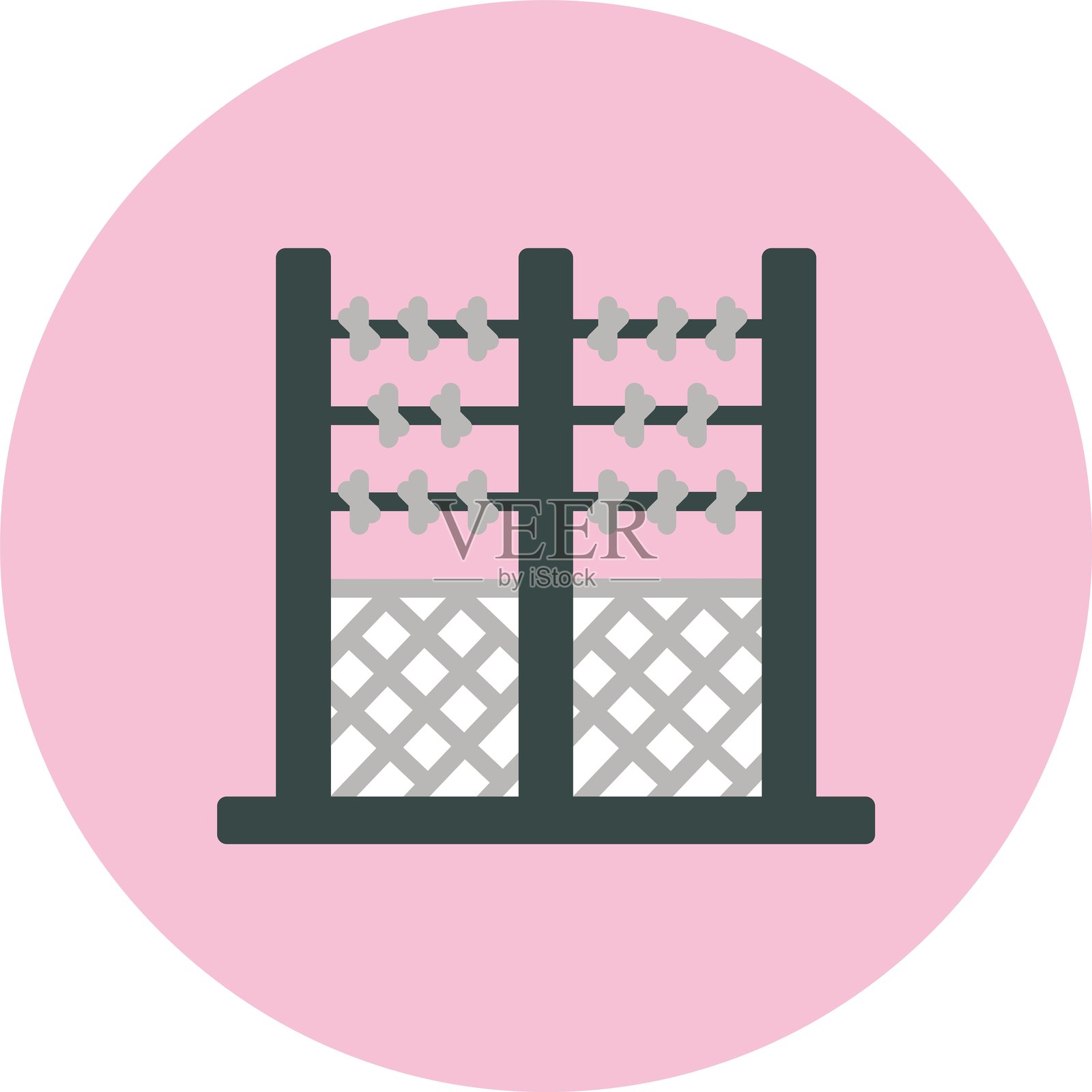 栅栏扁平圆形图标插画图片素材