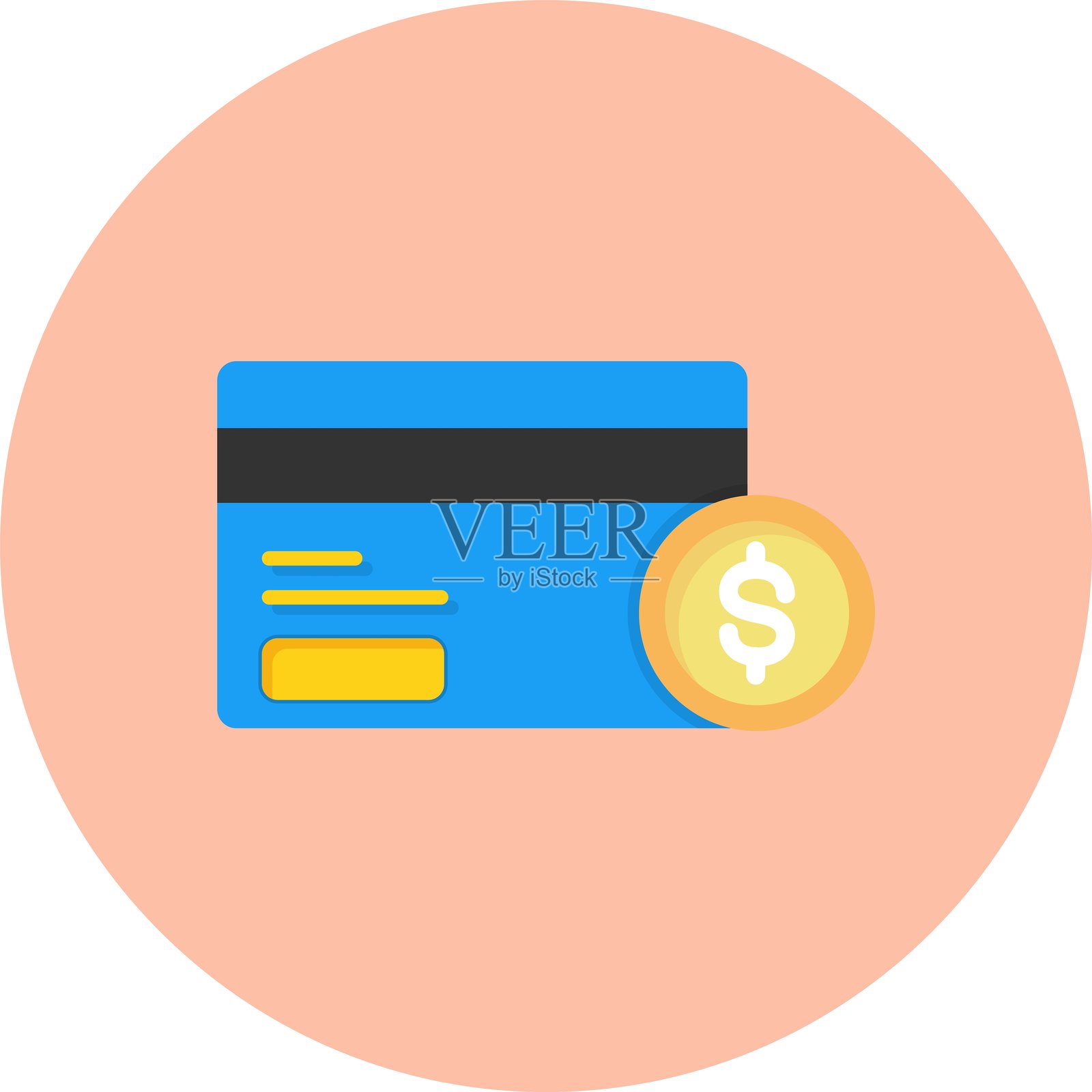 信用卡扁平圆形图标插画图片素材