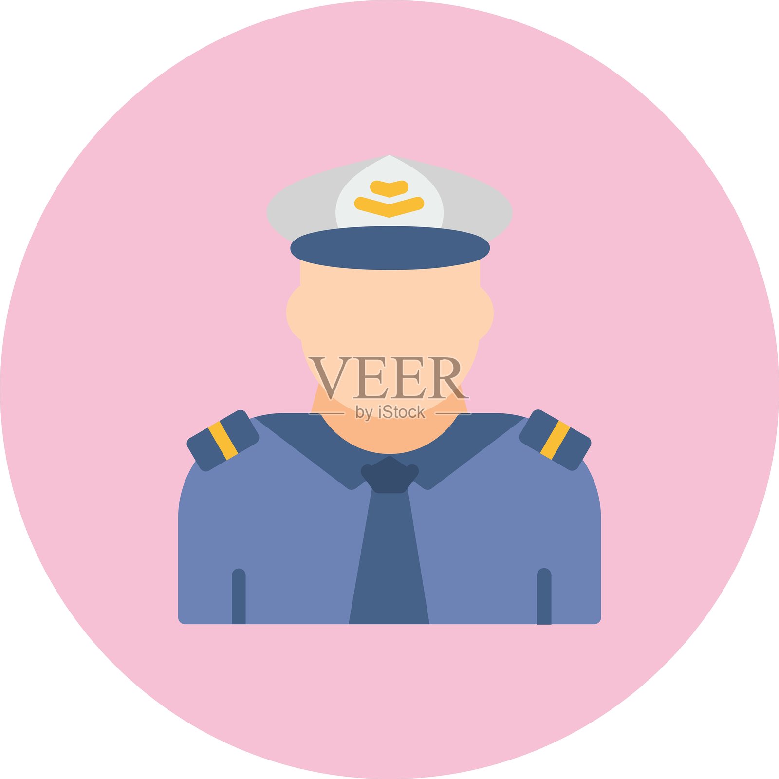 飞行员平面圆形图标插画图片素材