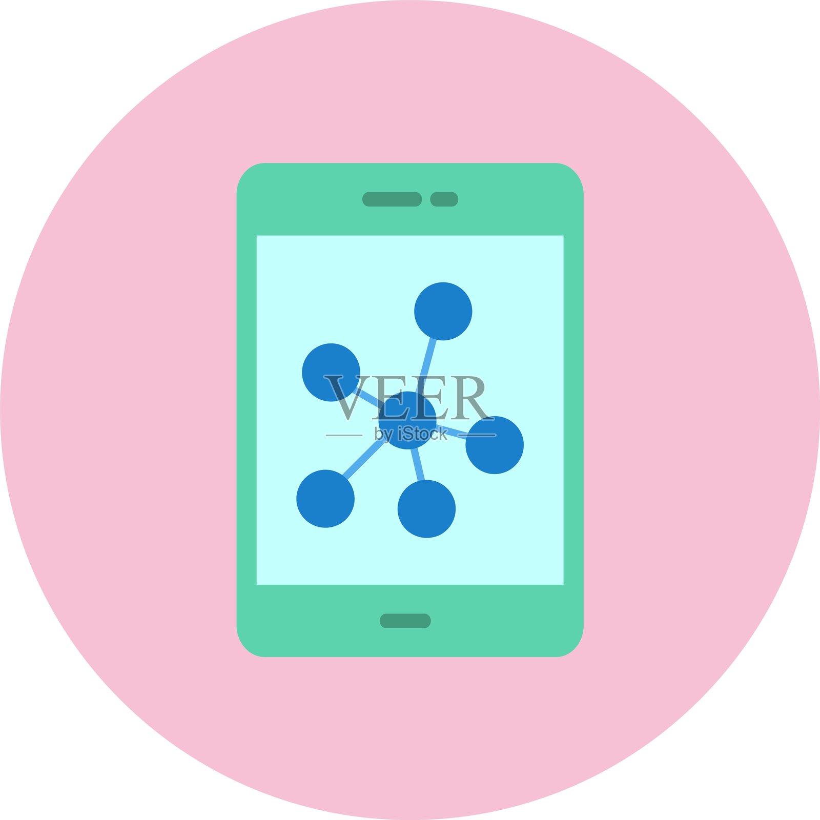 网络连接扁平圆形图标插画图片素材