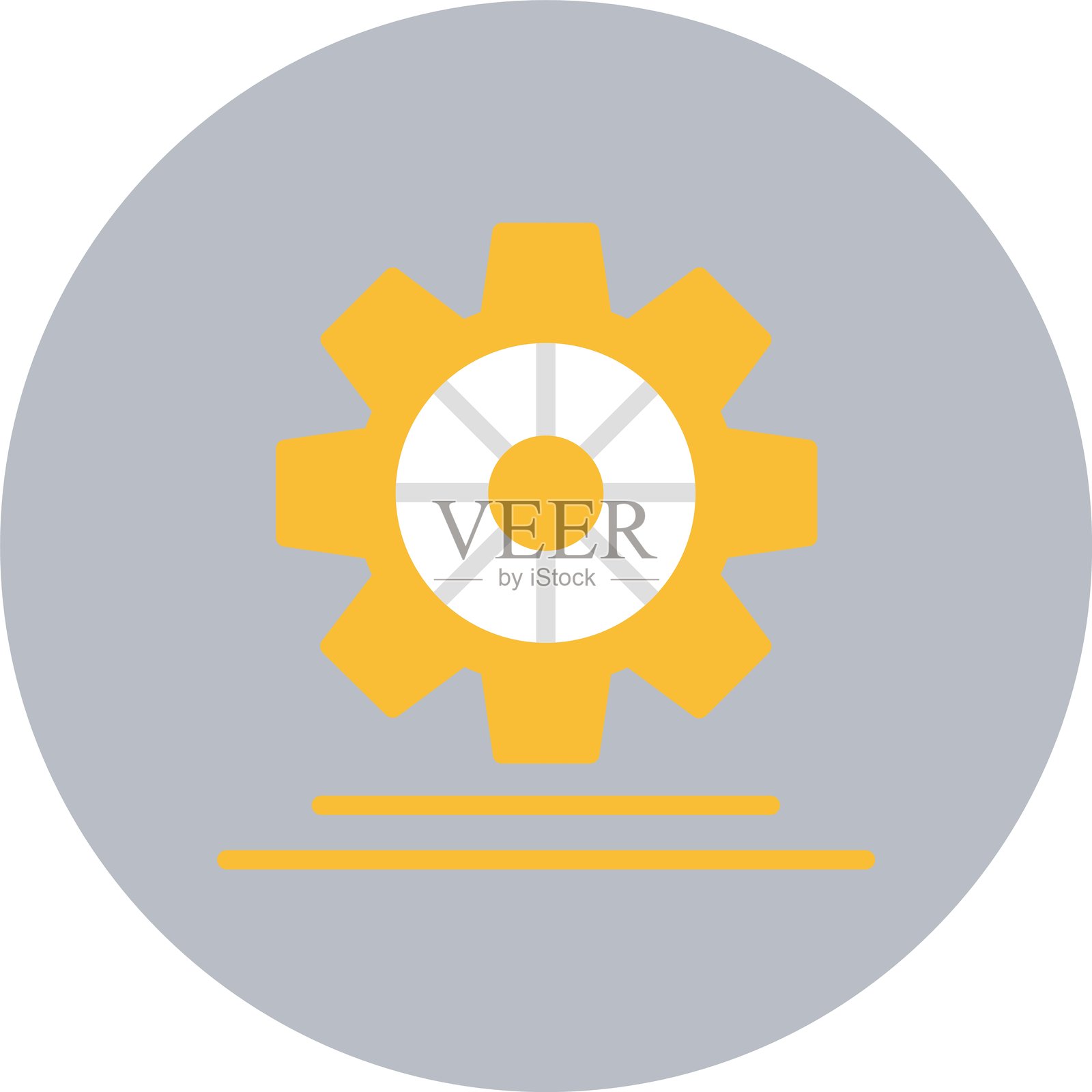 齿轮扁平圆形图标插画图片素材