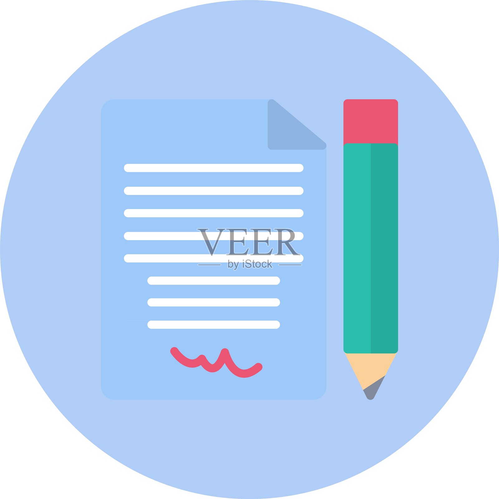 签名扁平圆形图标插画图片素材