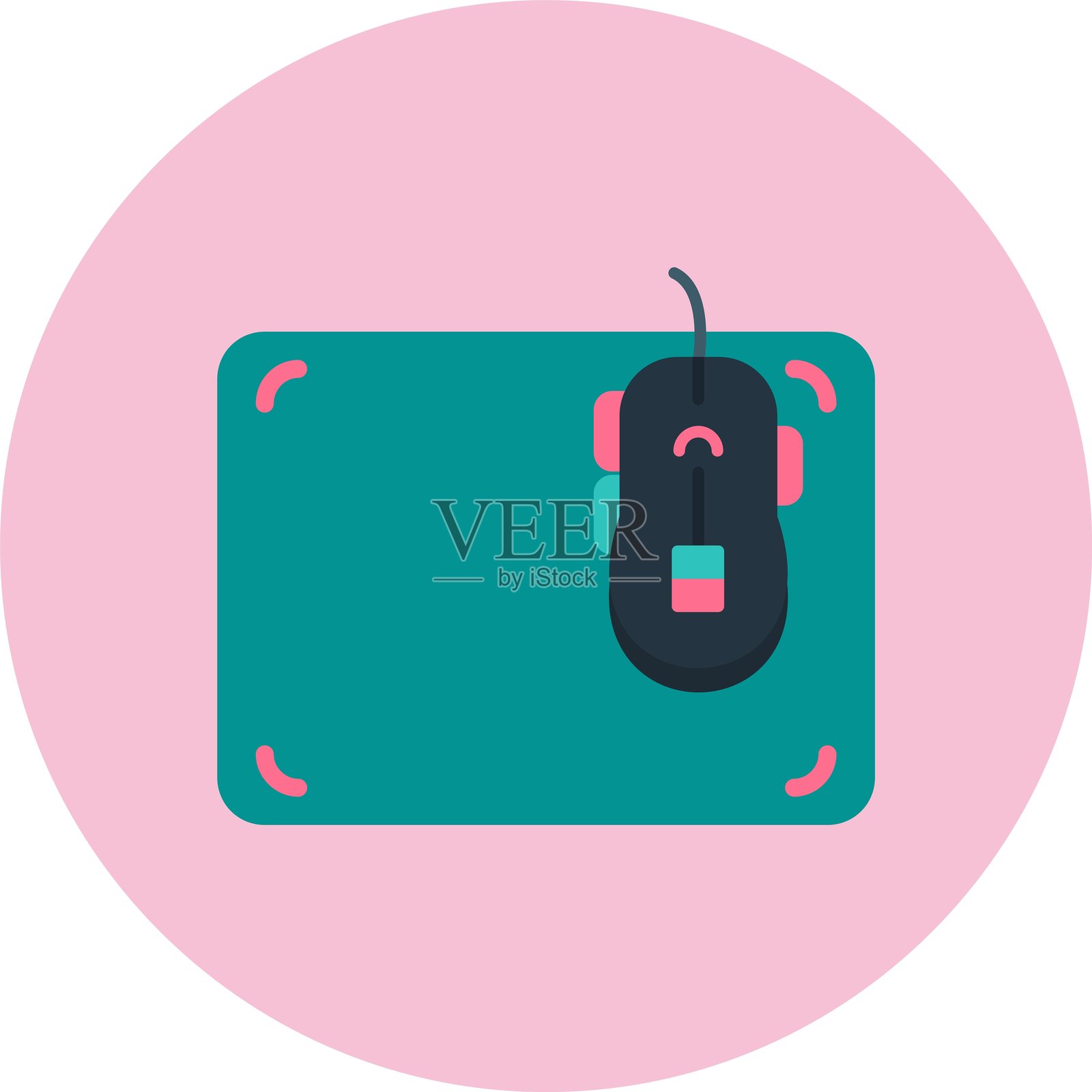 鼠标垫平面圆形图标插画图片素材