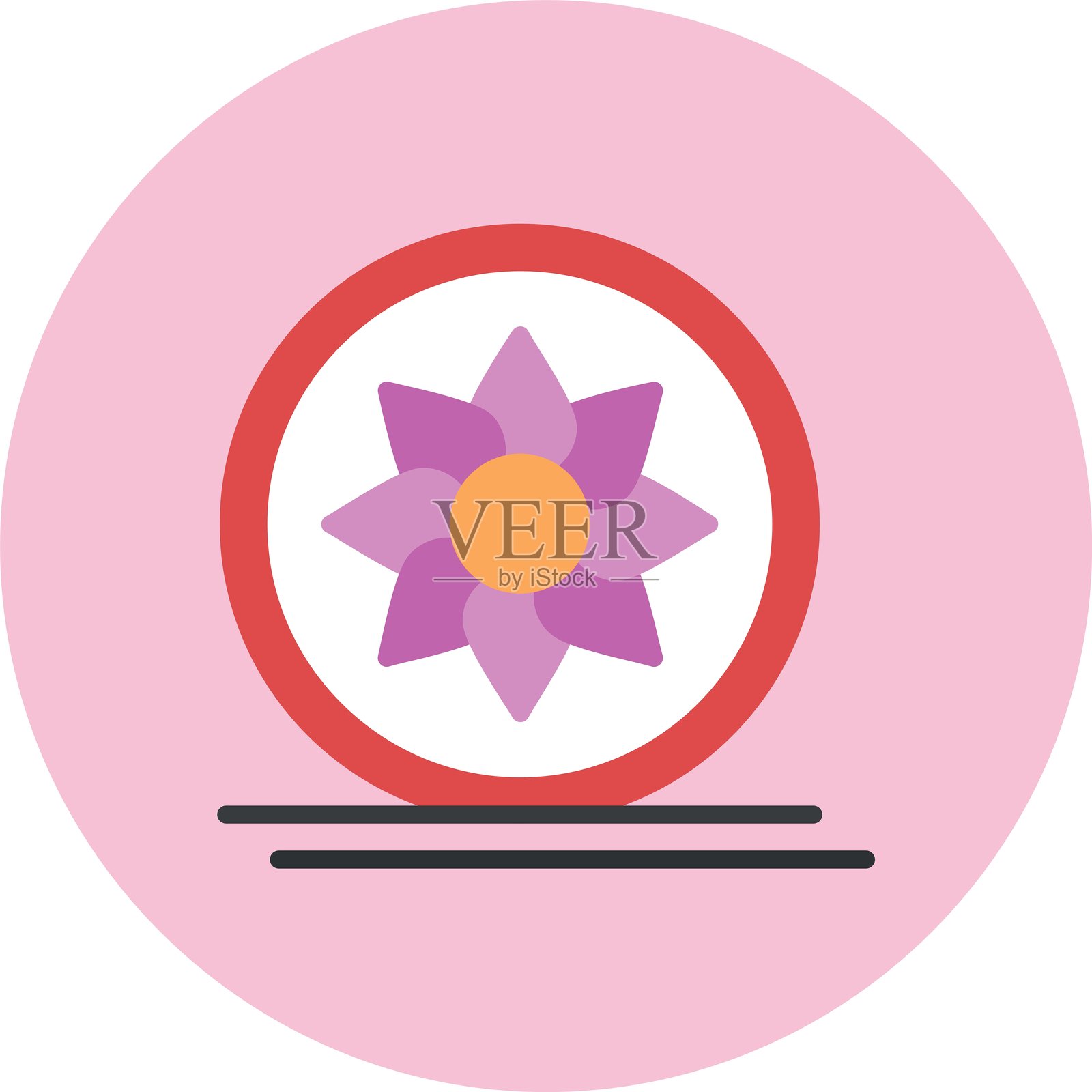 花卉扁平圆形图标插画图片素材