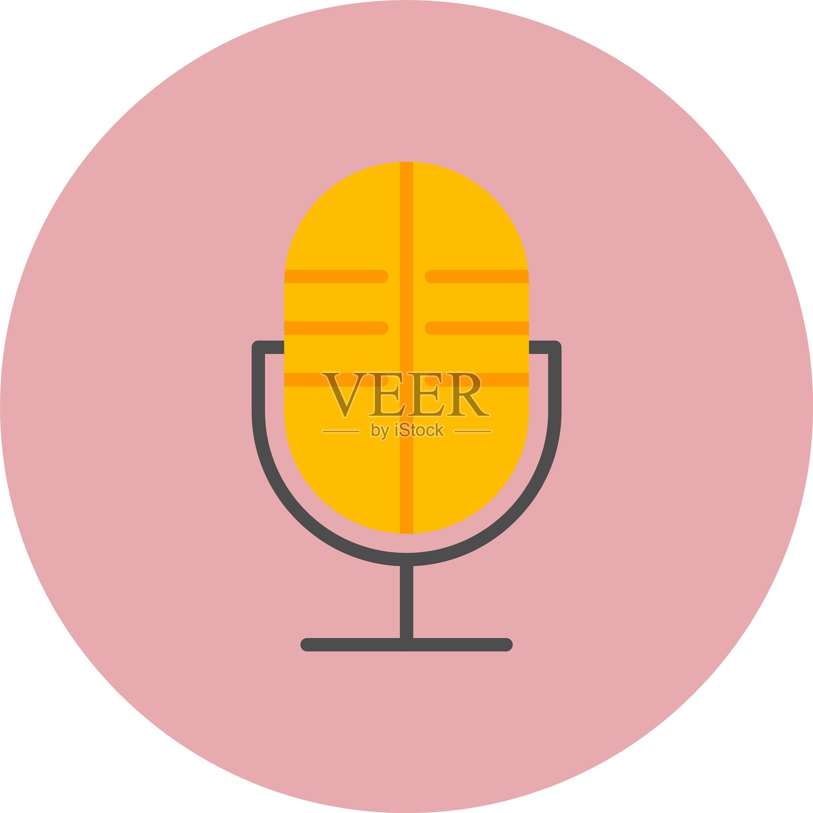 麦克风扁平圆形图标插画图片素材