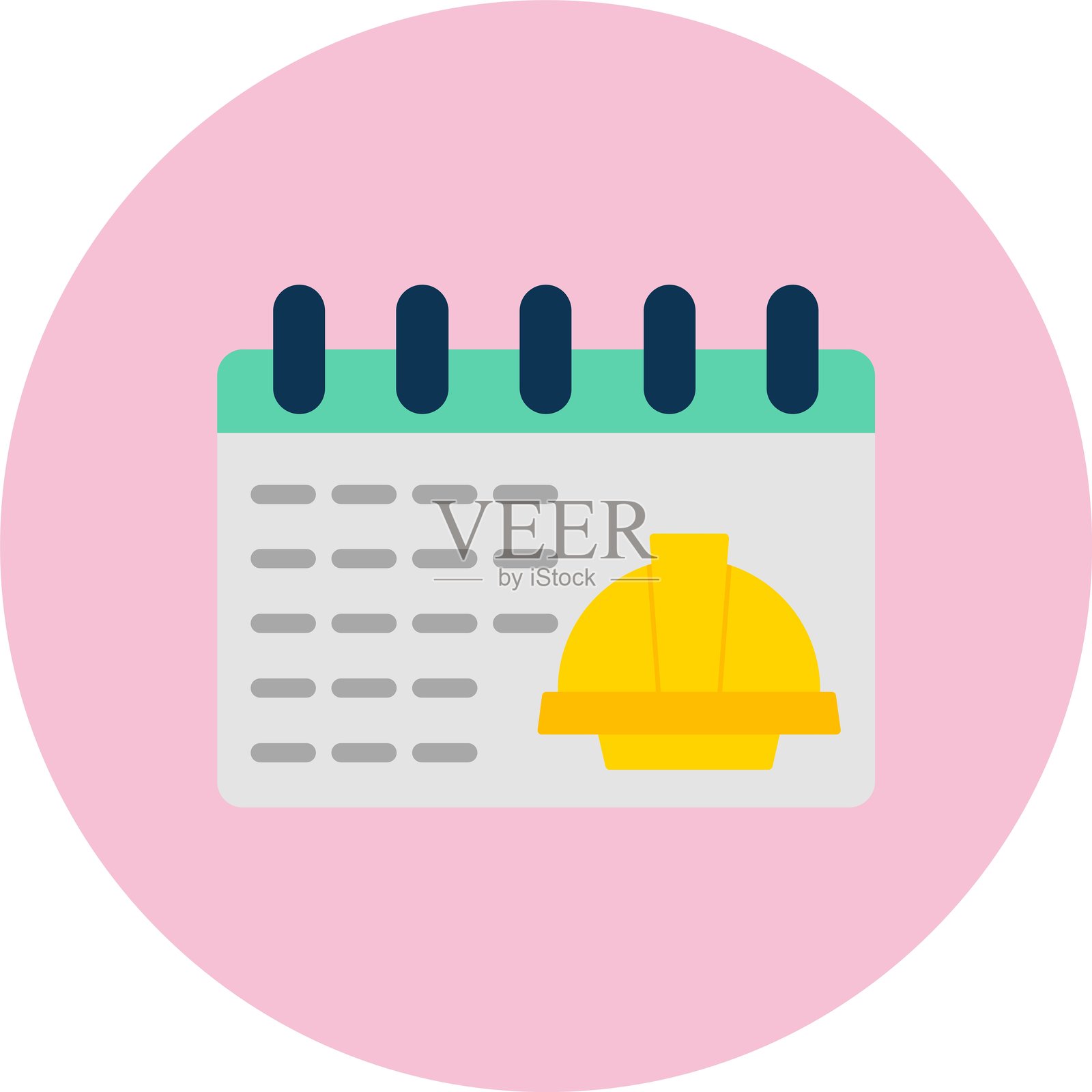 日历扁平圆形图标插画图片素材