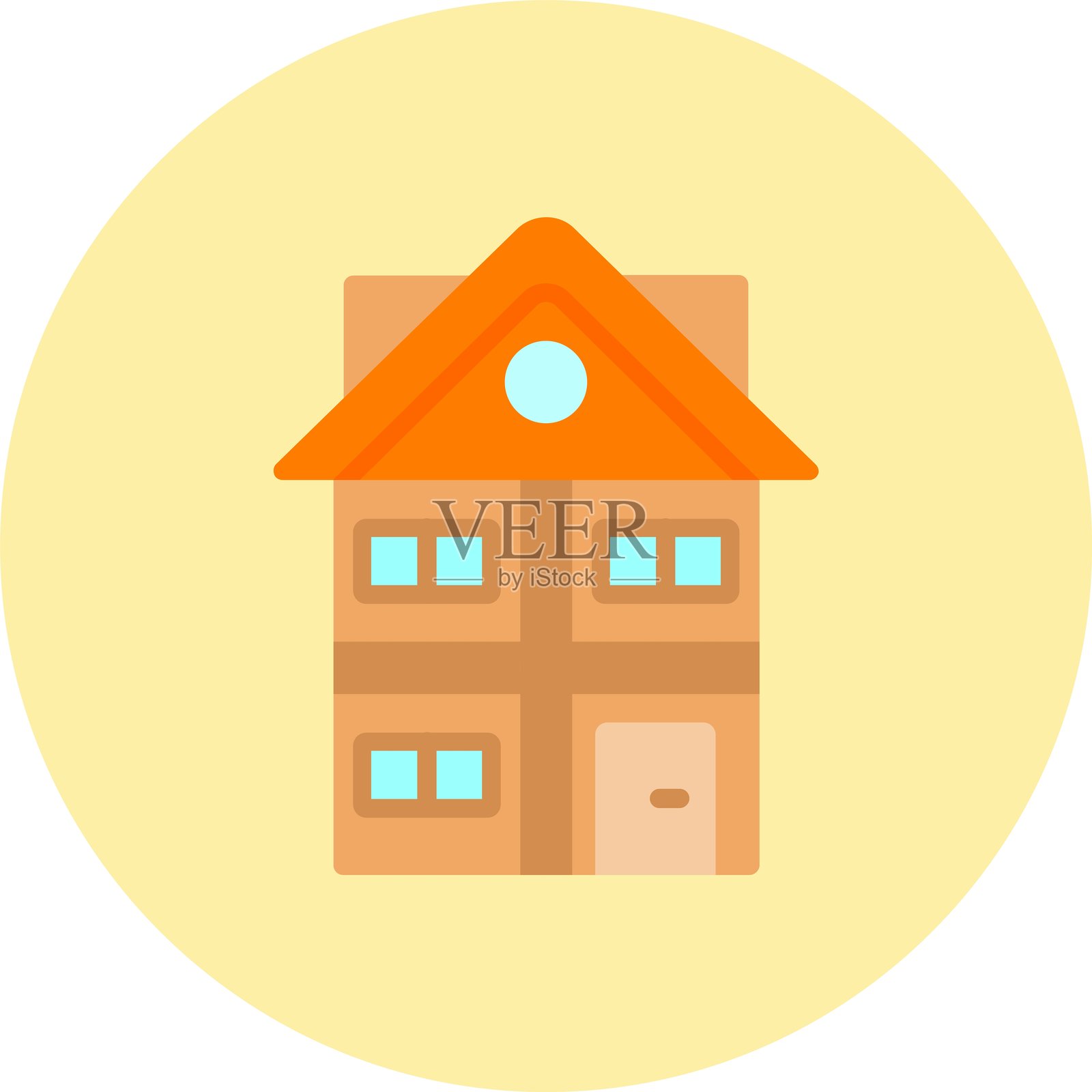 家庭住宿扁平圆形图标插画图片素材