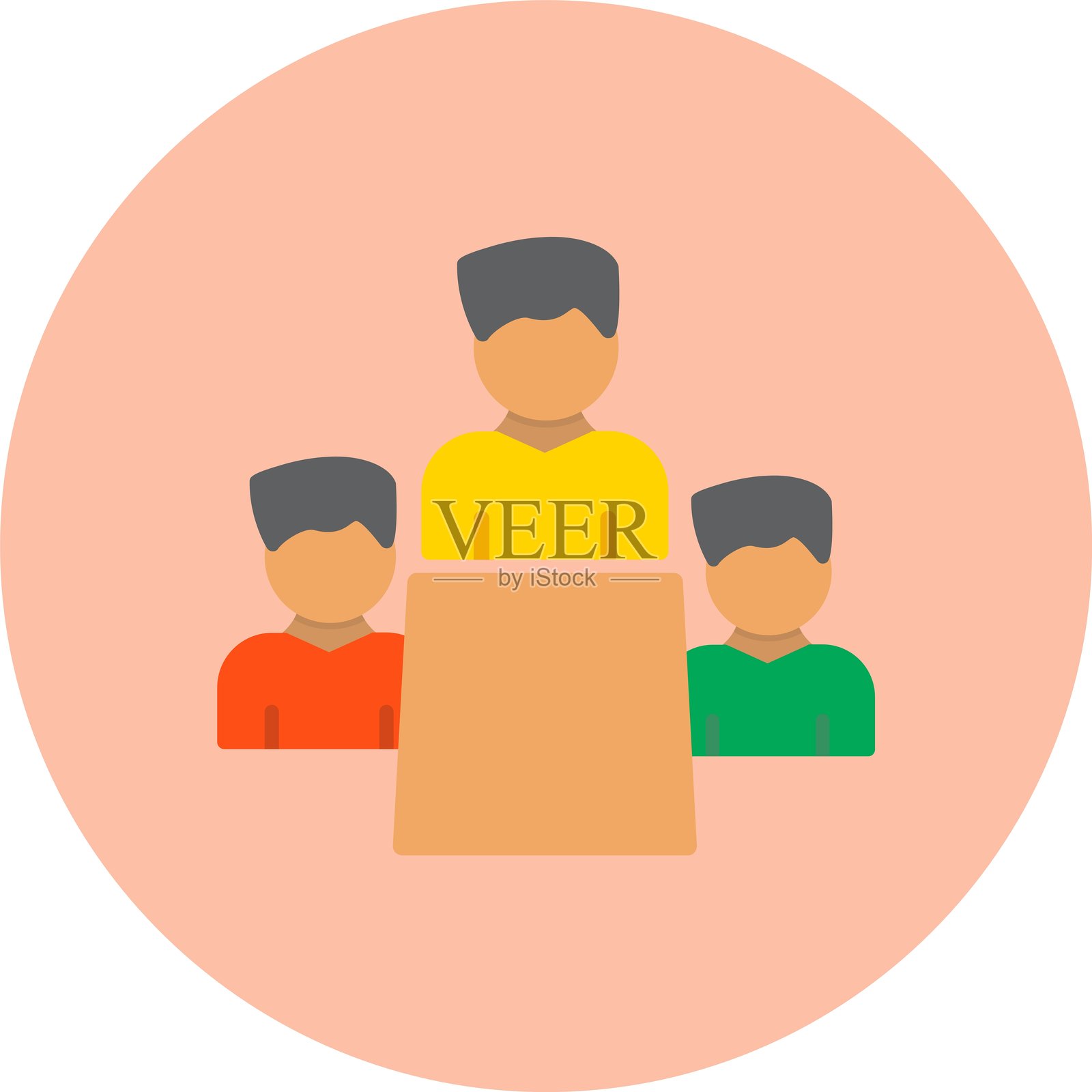 会议扁平圆形图标插画图片素材