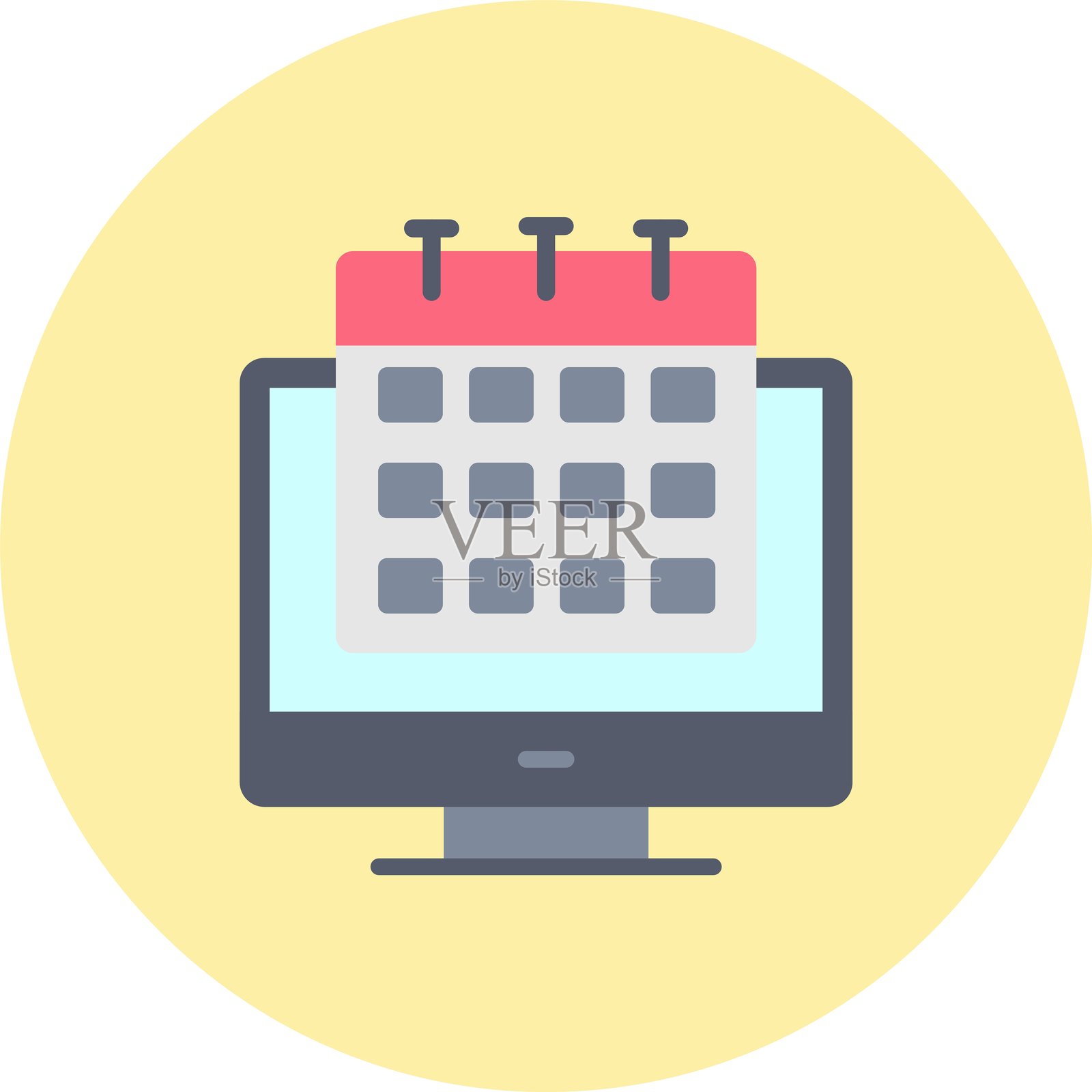 日历扁平圆形图标插画图片素材