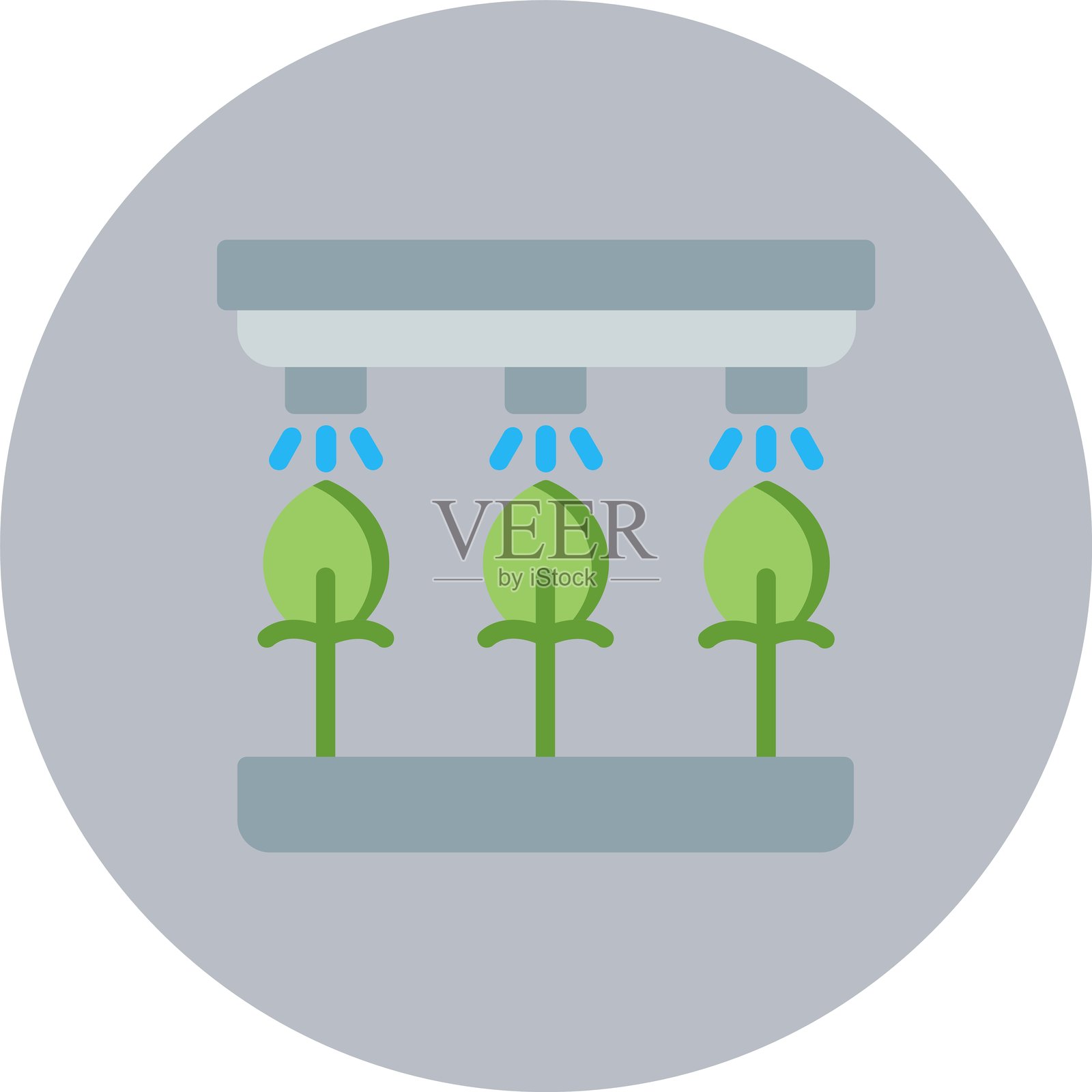 灌溉平面圆形图标插画图片素材