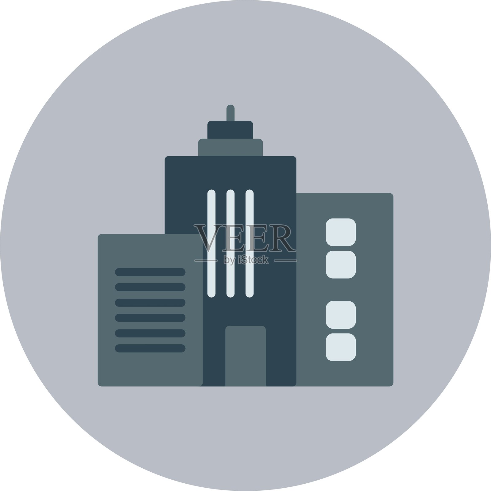 摩天大楼扁平圆形图标插画图片素材