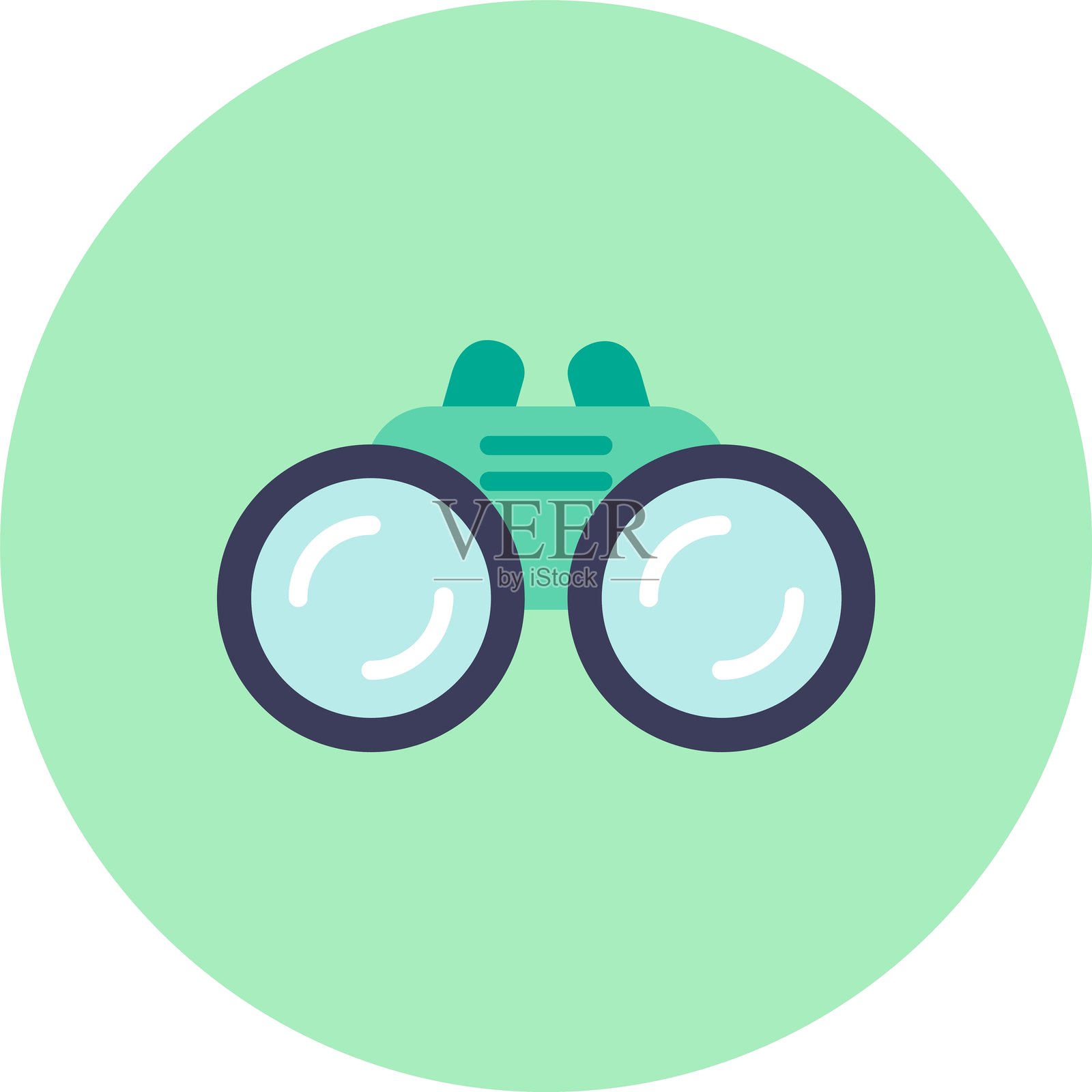 双筒望远镜平面圆形图标插画图片素材