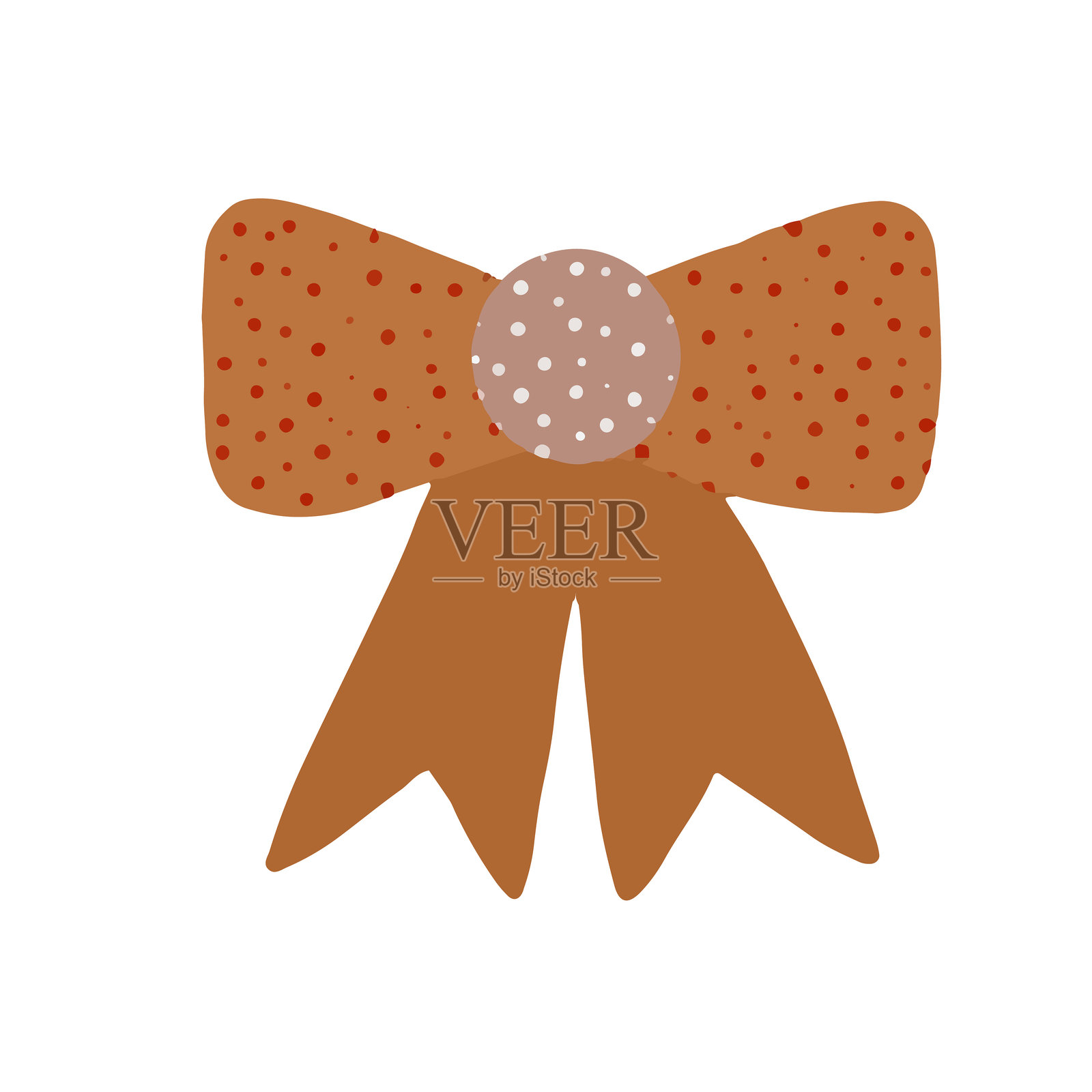 可爱迷人的姜饼弓，装饰有波点和五彩缤纷的丝带插画图片素材