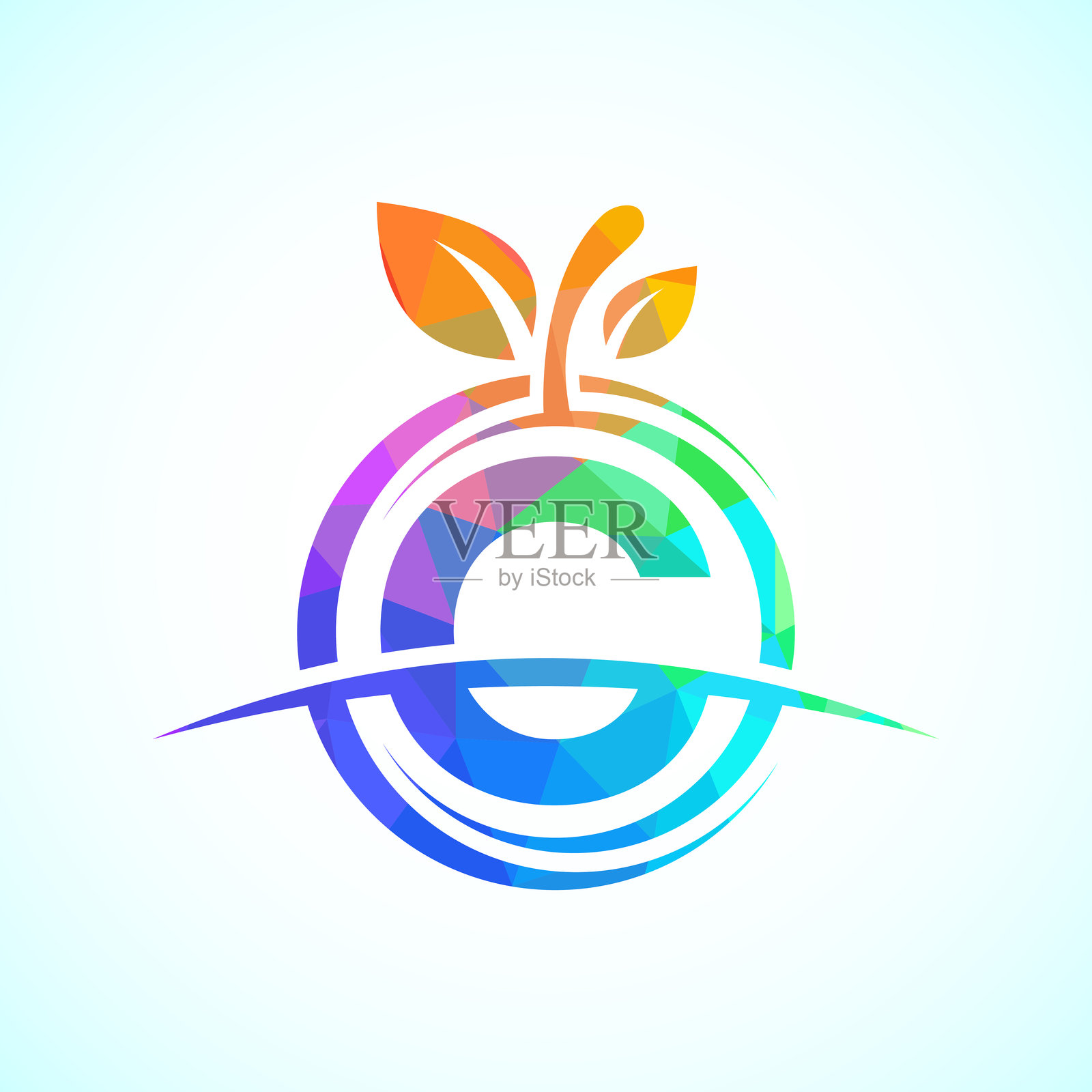 抽象苹果标志的字母C初始字母。健康食品标志设计模板插画图片素材