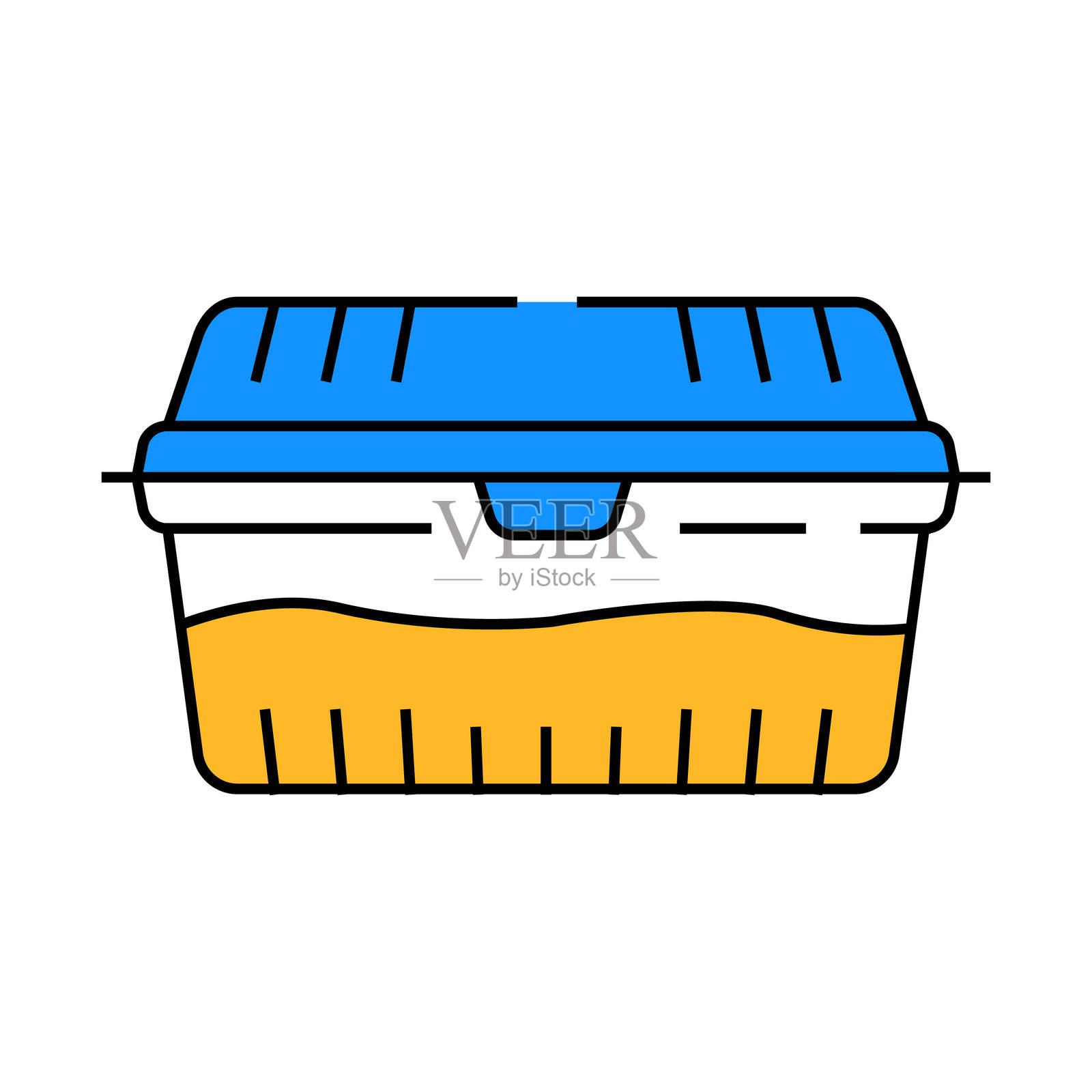 彩色插图的塑料午餐盒餐食图标插画图片素材