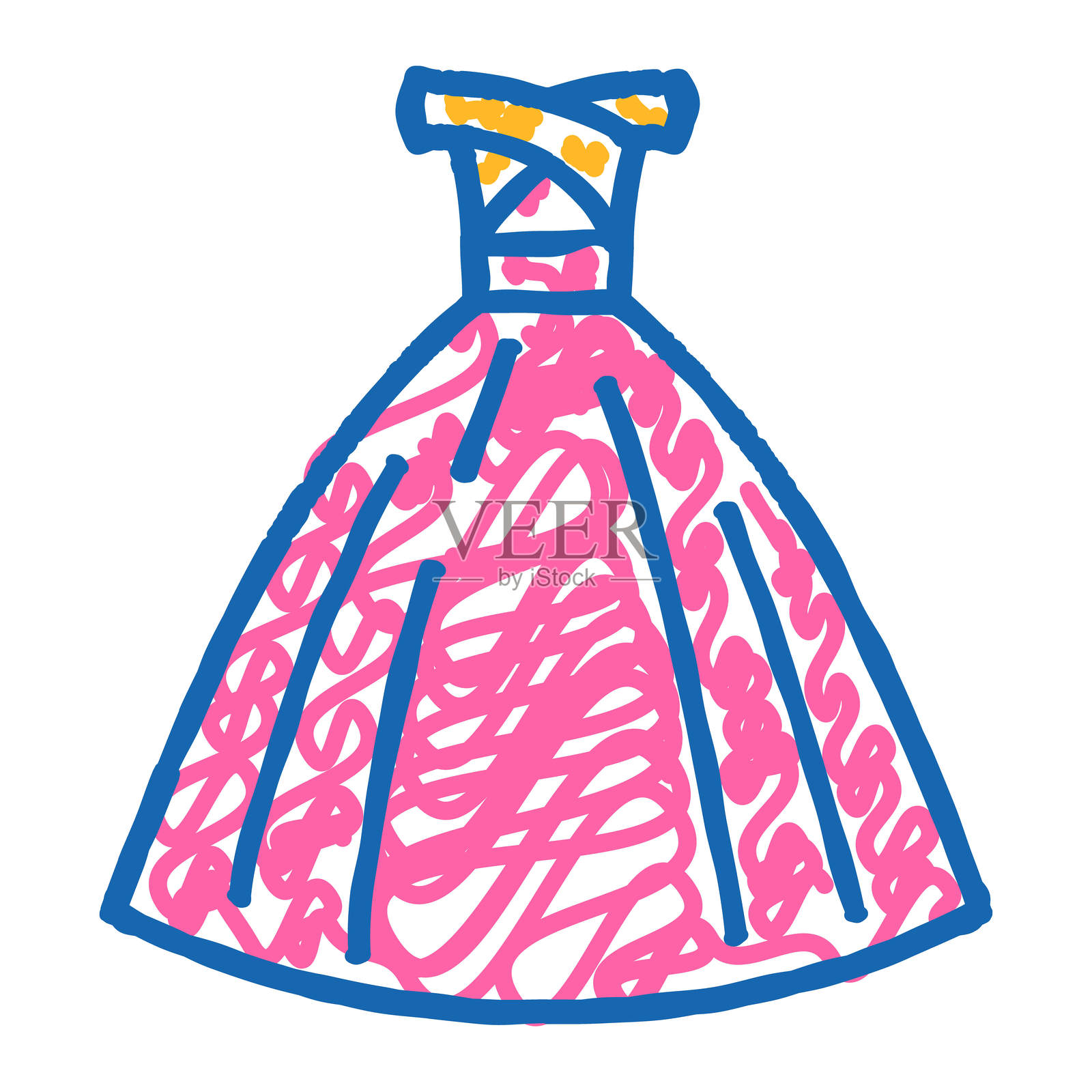 婚纱新娘礼服图标涂鸦插图插画图片素材