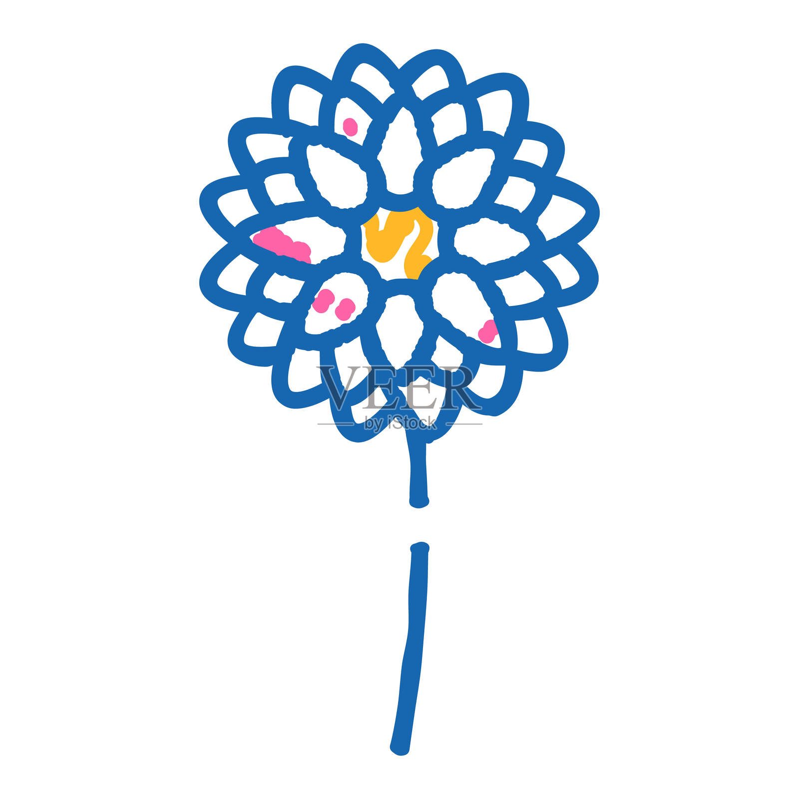 大丽花盛开的春天图标涂鸦插图插画图片素材